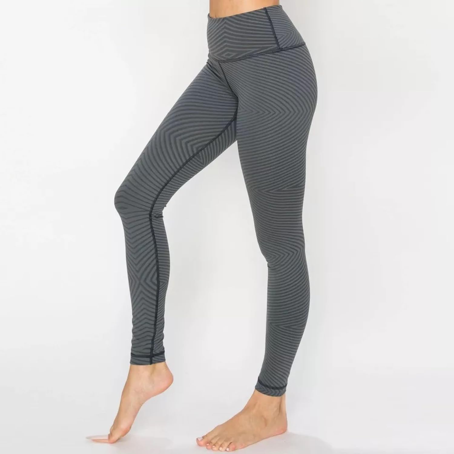 High Waist Energy Wave Reversible Leggings - Small, Black & Charcoal | Yoga, Workout & Running | Free Face Mask with Purchase