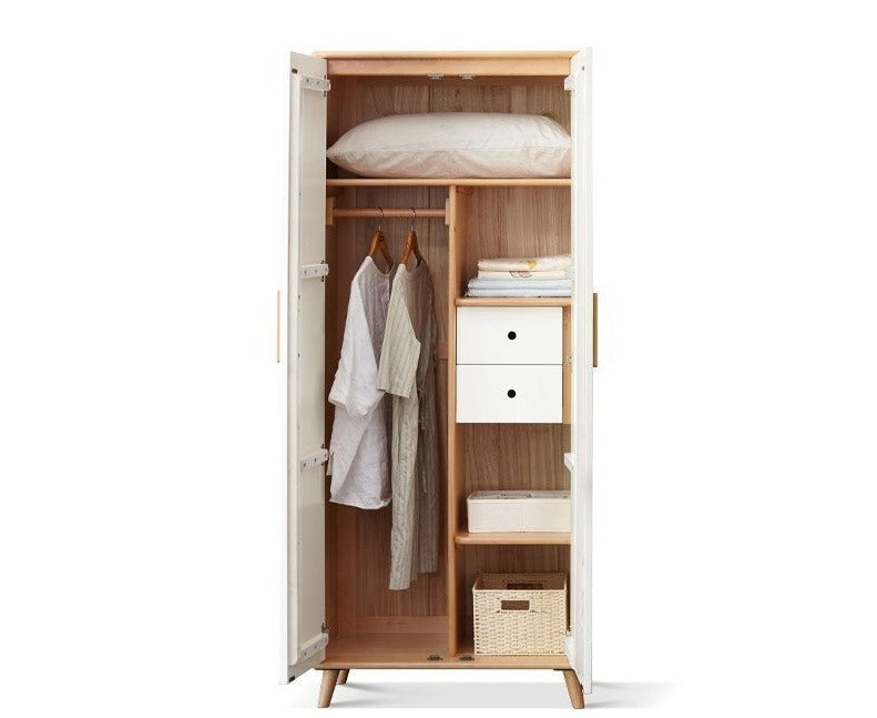 Solid Beech Wood Wardrobe Set - Modern Closet Organizer for Bedroom, Living Room & Office Storage