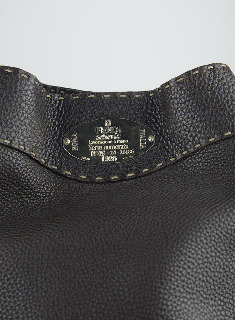 Fendi Selleria Leather Brown Handbag - Luxury Italian Designer Tote for Women, Perfect for Work, Travel & Everyday Use