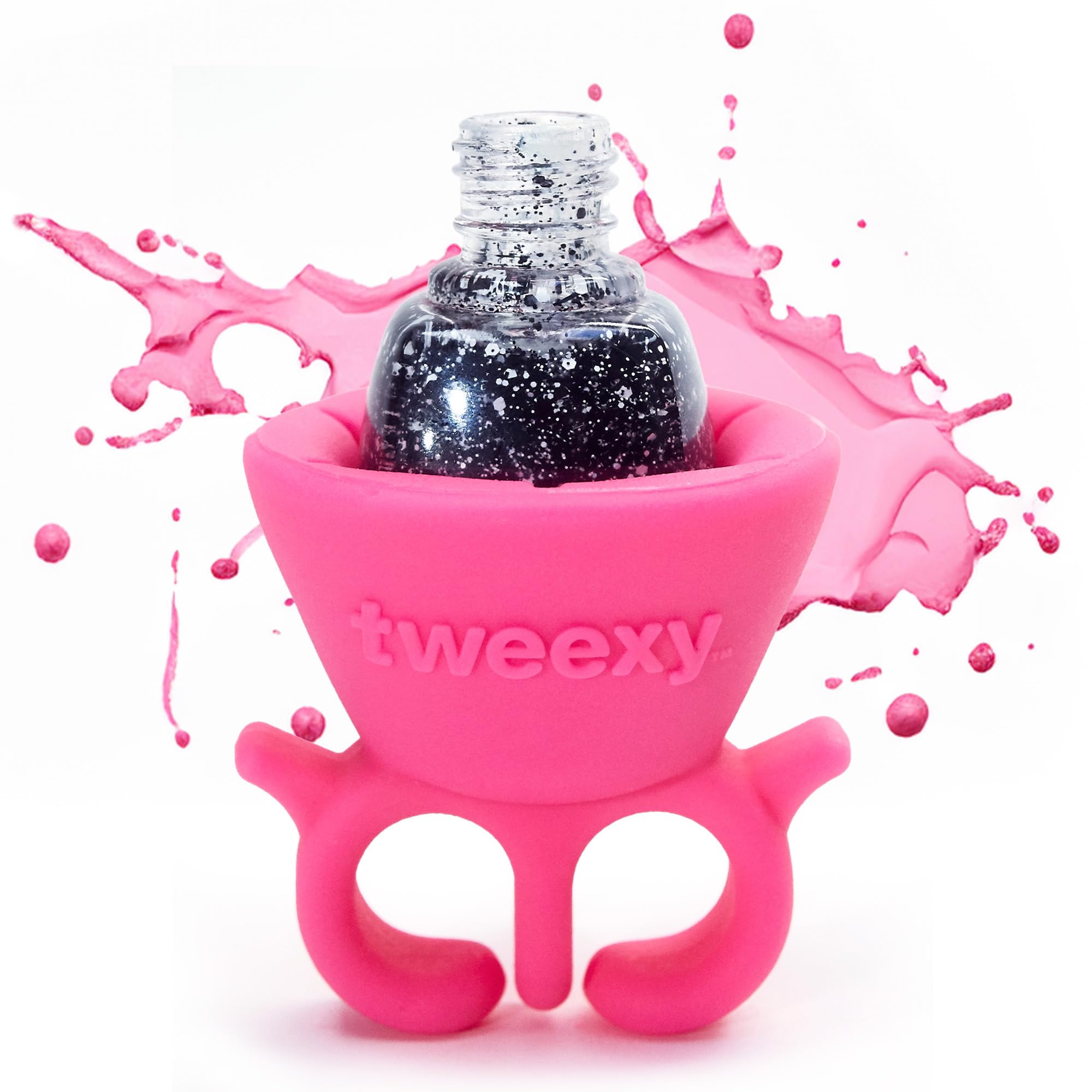 Tweexy Wearable Nail Polish Holder Ring - Hands-Free Portable Manicure Accessory for Women, Secure Grip for All Bottle Sizes, Convenient Nail Polish Organizer Stand (Bonbon Pink) - Perfect for Home Manicures, Travel & Salon Use