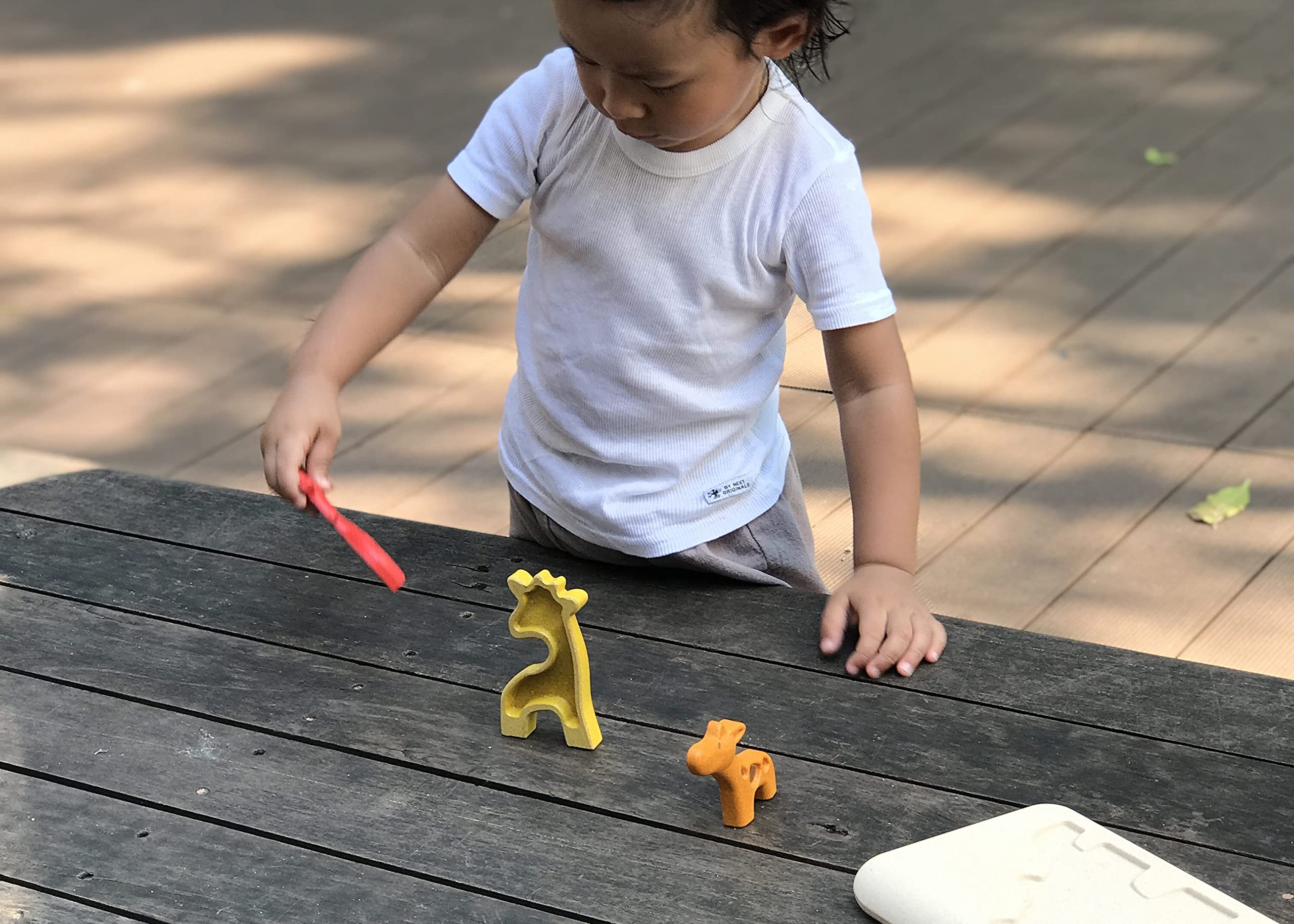 PlanToys 4634 Wooden Giraffe Stacking Toy for Toddlers - Colorful Educational Animal Learning Game for Kids | Perfect for Preschool Playtime & Early Childhood Development