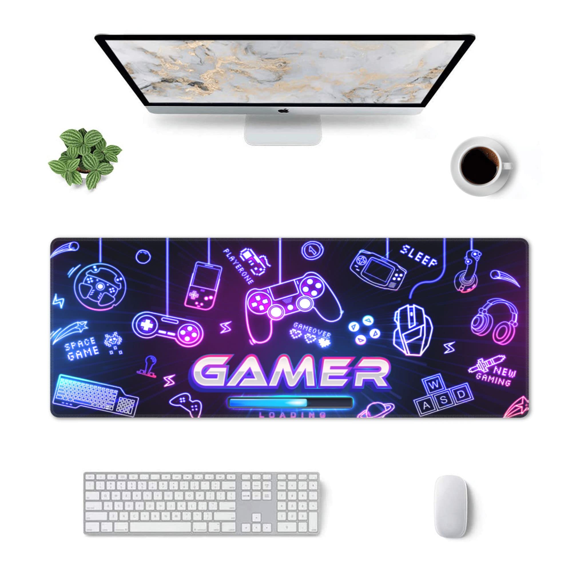 XXL Extended Gaming Mouse Pad - 35.4 x 15.7 Inch Non-Slip Desk Mat with Stitched Edges for PC, Laptop & Keyboard | Perfect for Gamers, Office Work & Home Decor