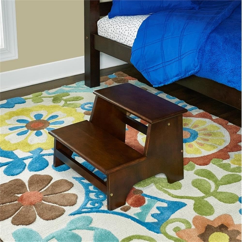 Pemberly Row Modern Wood Bed Frame with Step in Espresso Finish - Perfect for Contemporary Bedrooms & Guest Rooms