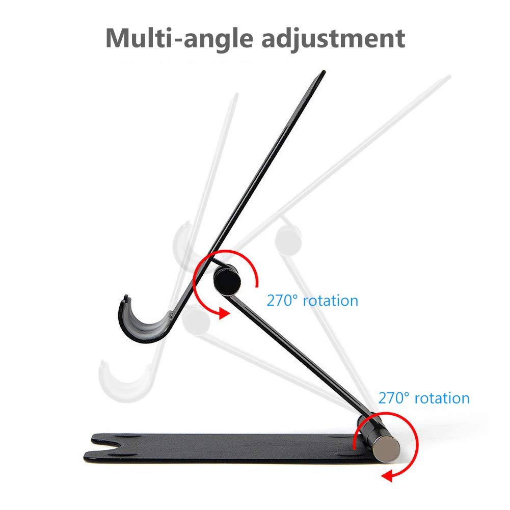 Adjustable Universal Dual Folding Phone Stand - Compatible with iPhone, Samsung & Most Smartphones | Desk & Bedside Tablet Holder (Red) - Perfect for Video Calls, Gaming & Hands-Free Viewing