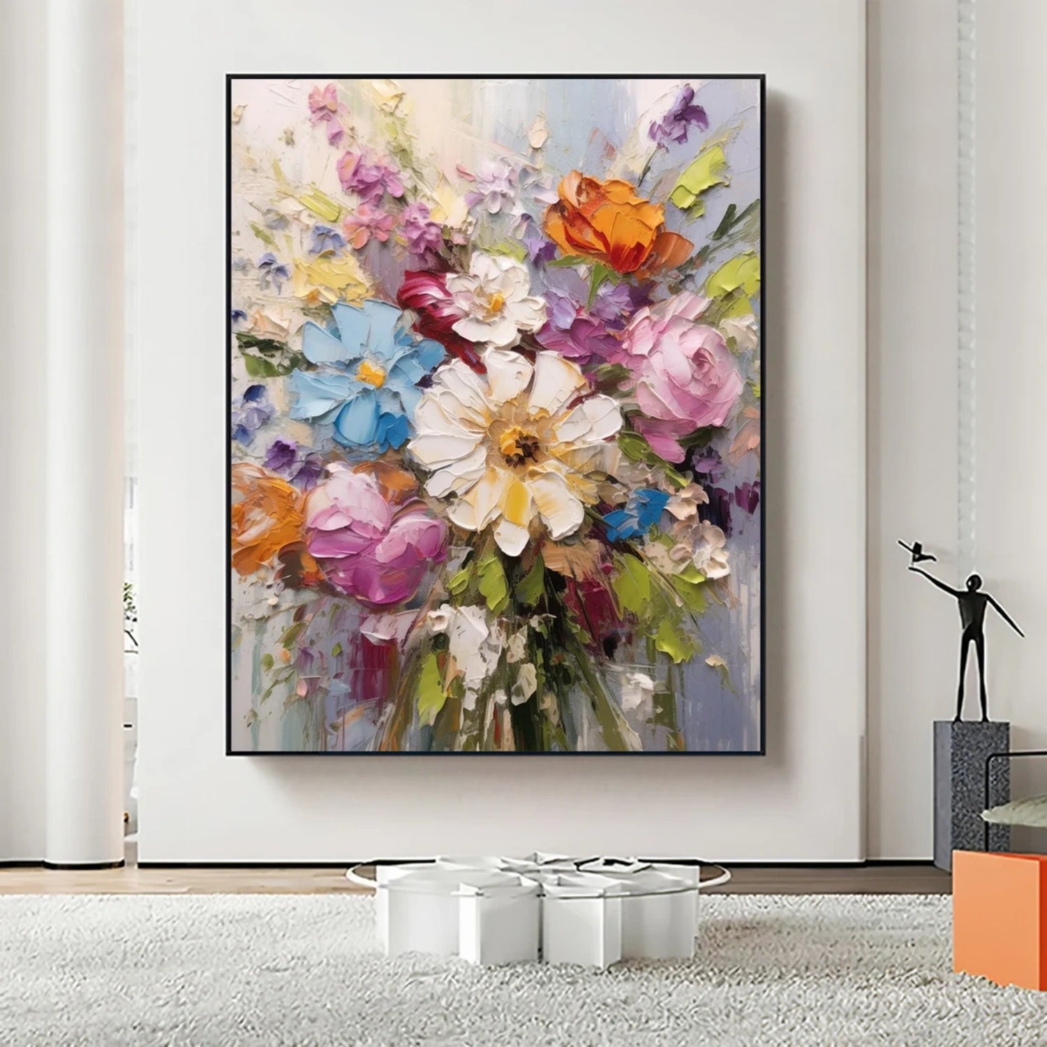 Floral and Tree Landscape Painting #FT185 - Handmade Canvas Art for Home Decor, Living Room, Bedroom & Office Wall