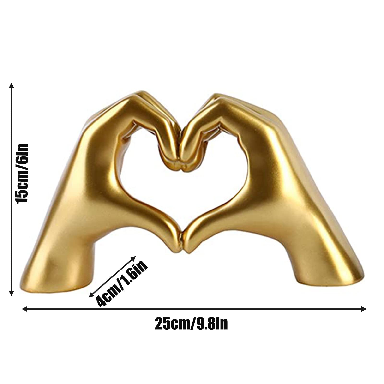 Hand Gesture Statues - Heart Shaped Love Finger Sculpture, Modern Art Home Decor in Gold for Wedding, Office & Desktop | Unique Personalized Gift for Couples, Anniversaries & Romantic Occasions