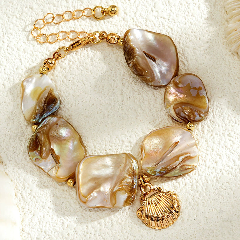 Elegant Beach Ocean Style Pearl Bracelet for Women - Handmade Shaped Pearl Jewelry for Summer Vacation, Wedding, Party & Gift Giving