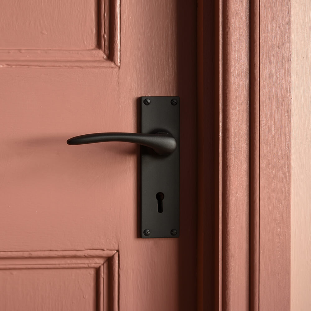 Premium Zero Black Oaken Lever Lock Door Handles - Durable & Stylish Entry Door Hardware for Home Security - Perfect for Front Doors, Bedrooms & Office Spaces