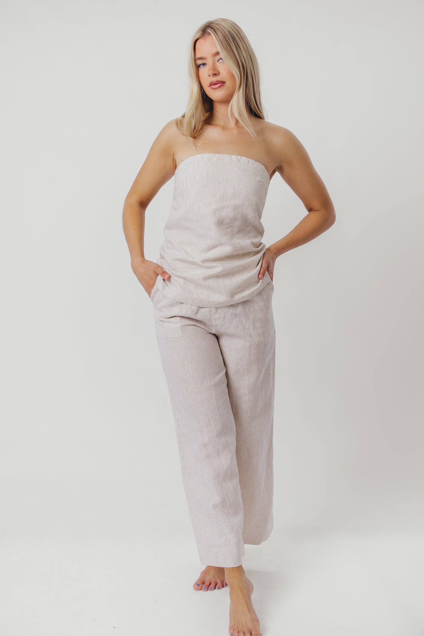 Myrna Women's Linen Blouse in Khaki - Breathable Summer Casual Shirt for Office, Travel & Everyday Wear