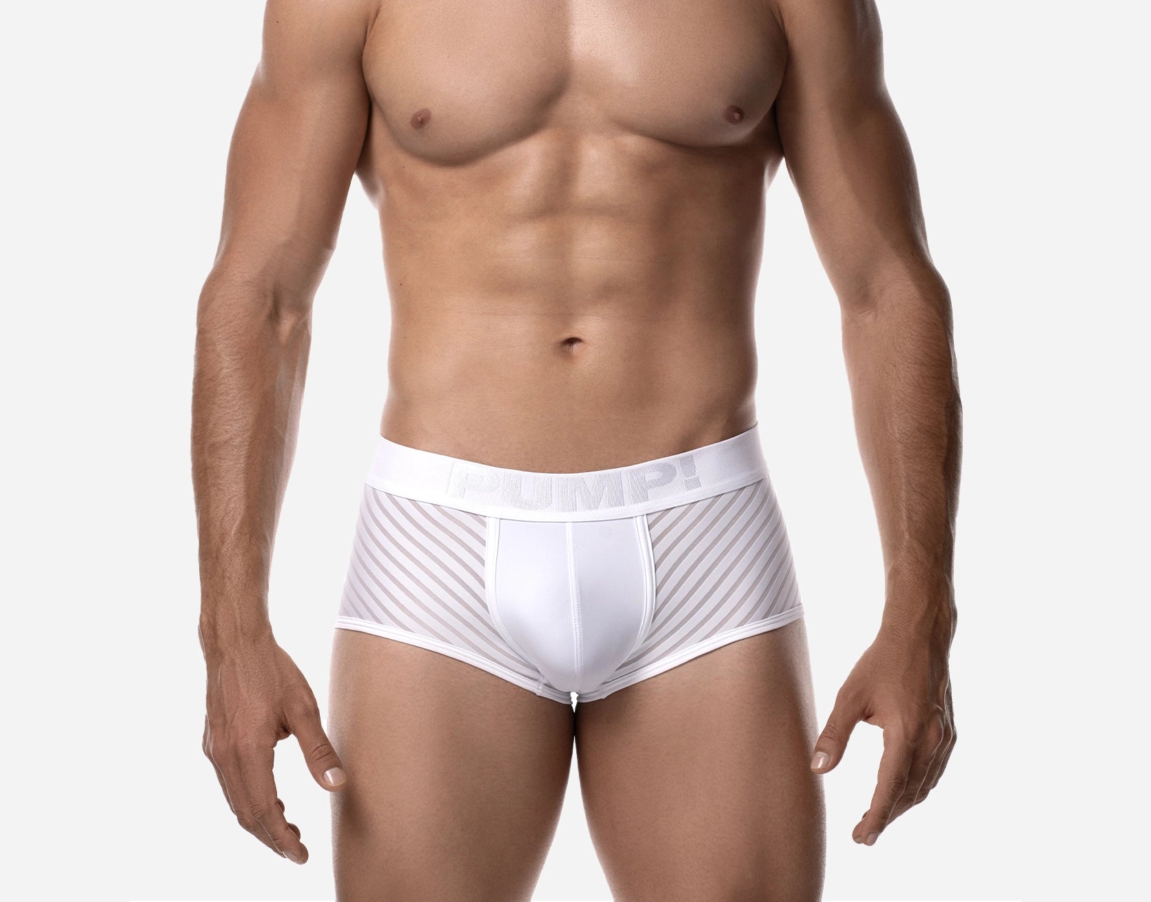 PUMP! Whisper Mesh Boxer Briefs for Men - Breathable & Comfortable White Underwear - Perfect for Gym, Sports & Everyday Wear