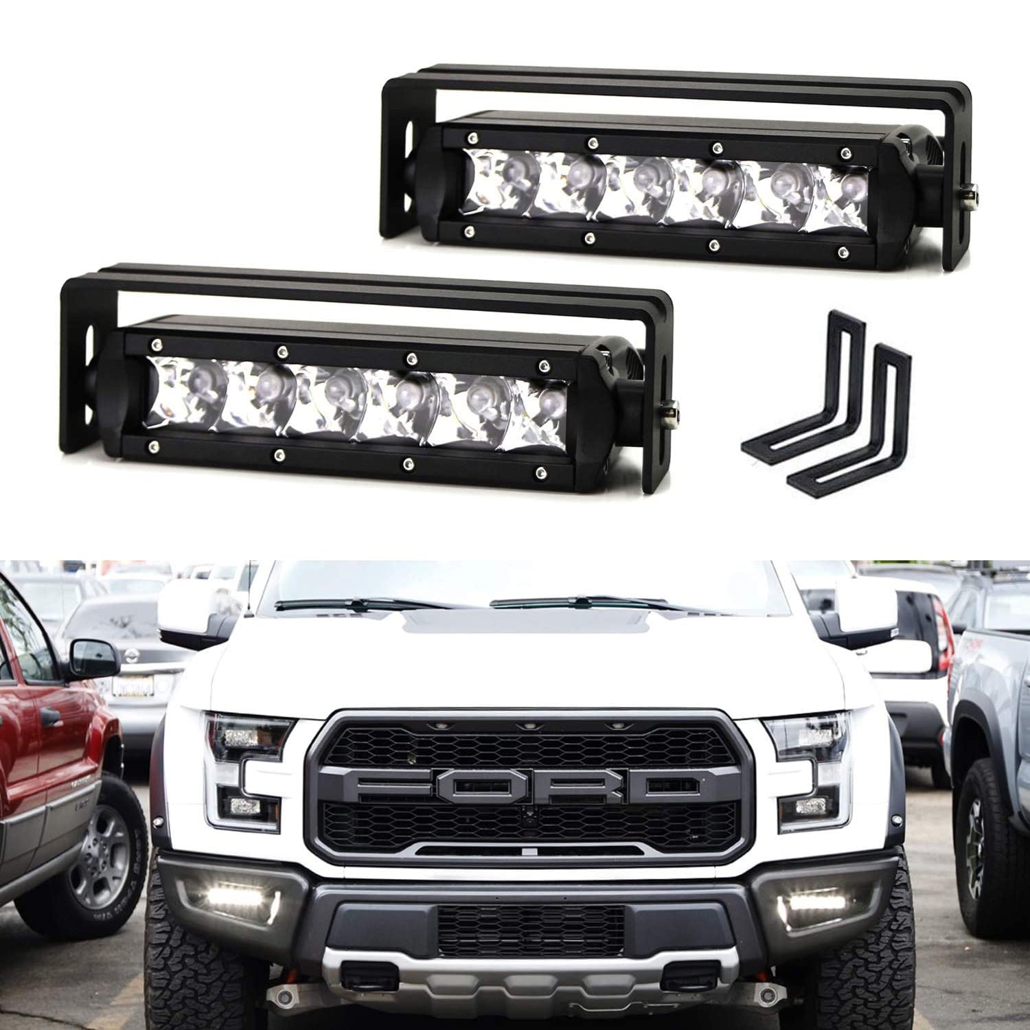 30W SR LED Fog Light Bar Kit with Mounting Brackets & Wiring Harness for 2017-2020 Ford Raptor - Off-Road Lighting Upgrade for Trucks, SUVs & Jeeps