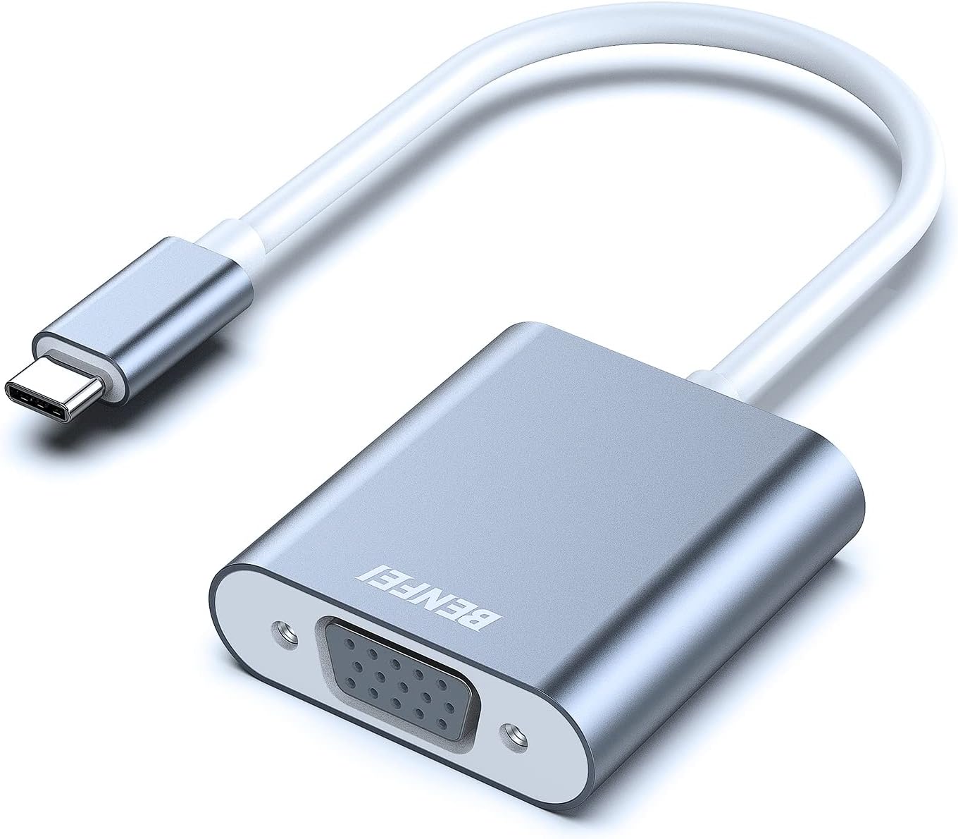 Premium BENFEI USB C to VGA Adapter with Aluminum Shell - Thunderbolt 3/4 Compatible for MacBook Pro/Air 2023, iPhone 15 Pro/Max, iPad Pro, iMac, Dell XPS 17, Surface Book 3 & Samsung Galaxy S23 - Ideal for Business Presentations & Home Office Setup [Space Gray]