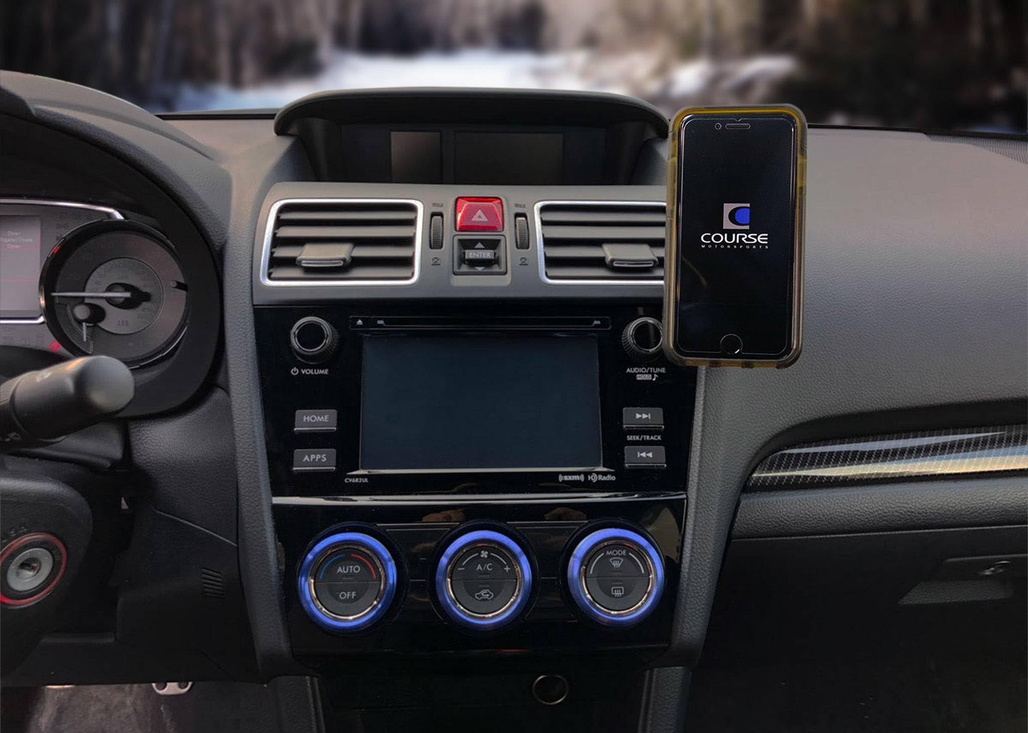 Course Motorsports Universal Car Phone Mount Holder - Compatible with Subaru WRX (2015-2021), Forester (2014-2018), Impreza (2012-2016), Crosstrek (2013-2017) - Auto-Closing Cradle & Charging Dock (Black) - Perfect for Hands-Free Navigation & Safe Driving
