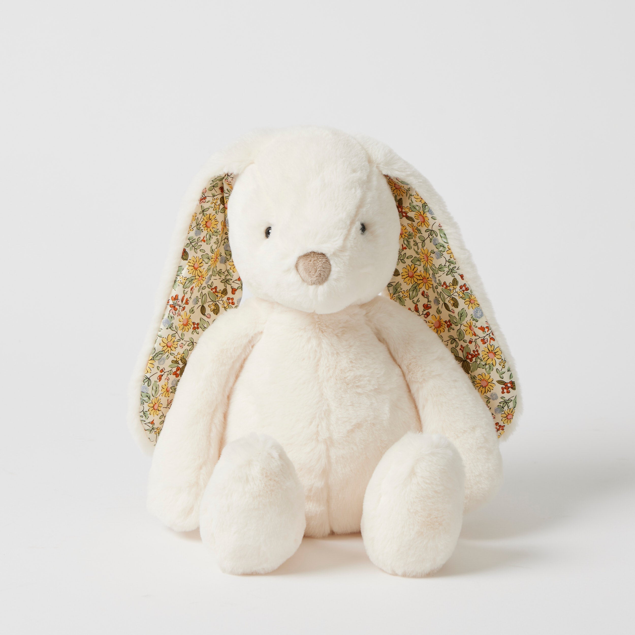 Jiggle & Giggle Floral White Bunny Plush Toy - Soft Cuddly Stuffed Animal for Kids, Nursery Decor, Easter Gift & Baby Shower Present