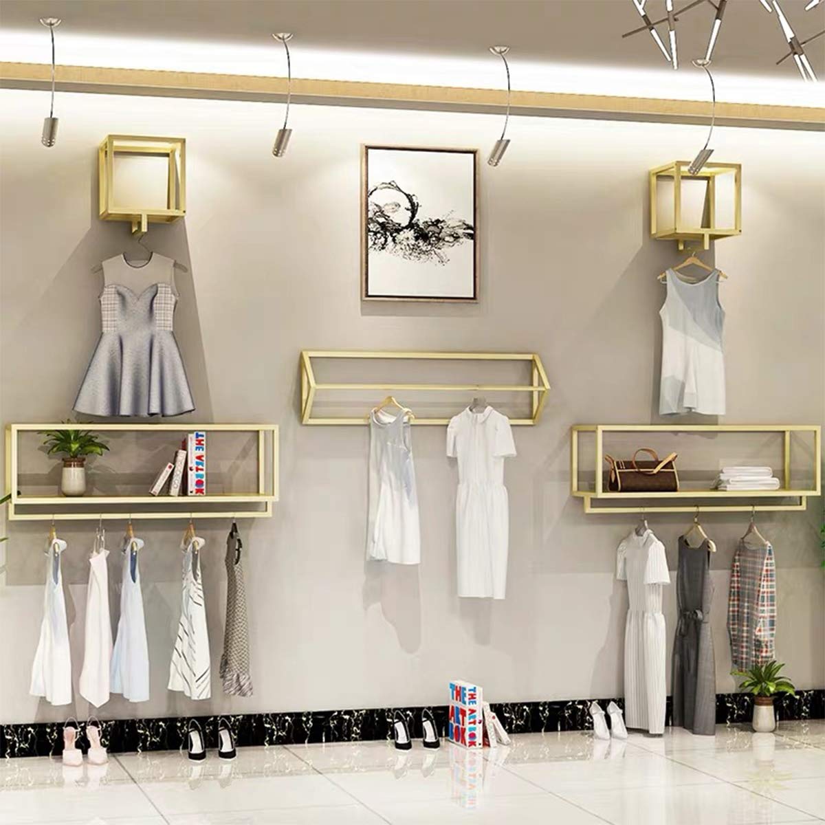 Gold Wall-Mounted Garment Rack - 39