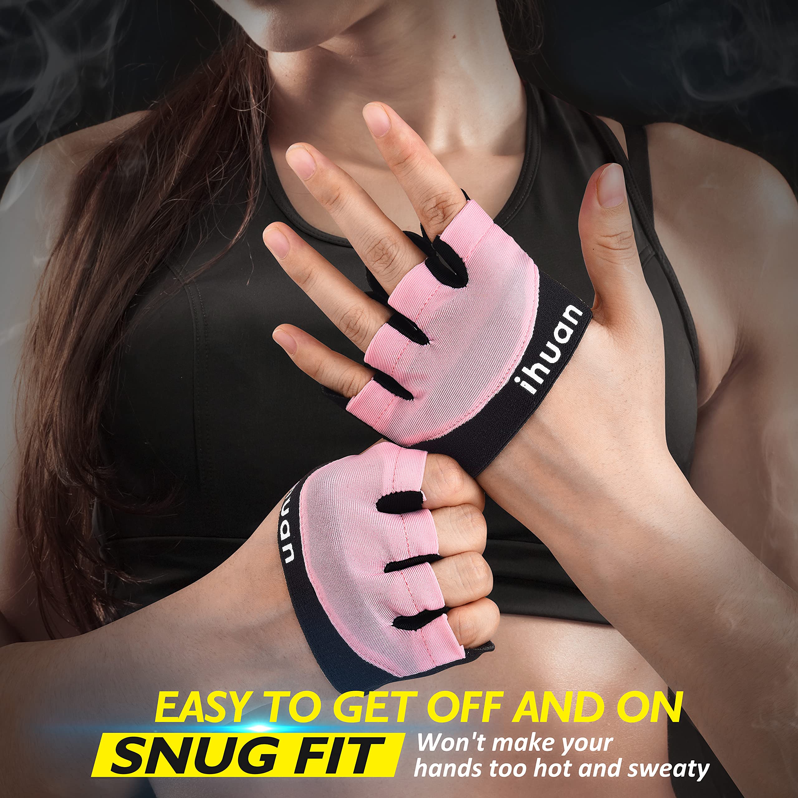 iHuan Weight Lifting Gloves for Men & Women - Breathable Gym Workout Gloves for Weightlifting, Exercise & Fitness Training - Perfect for CrossFit, Powerlifting & Home Workouts