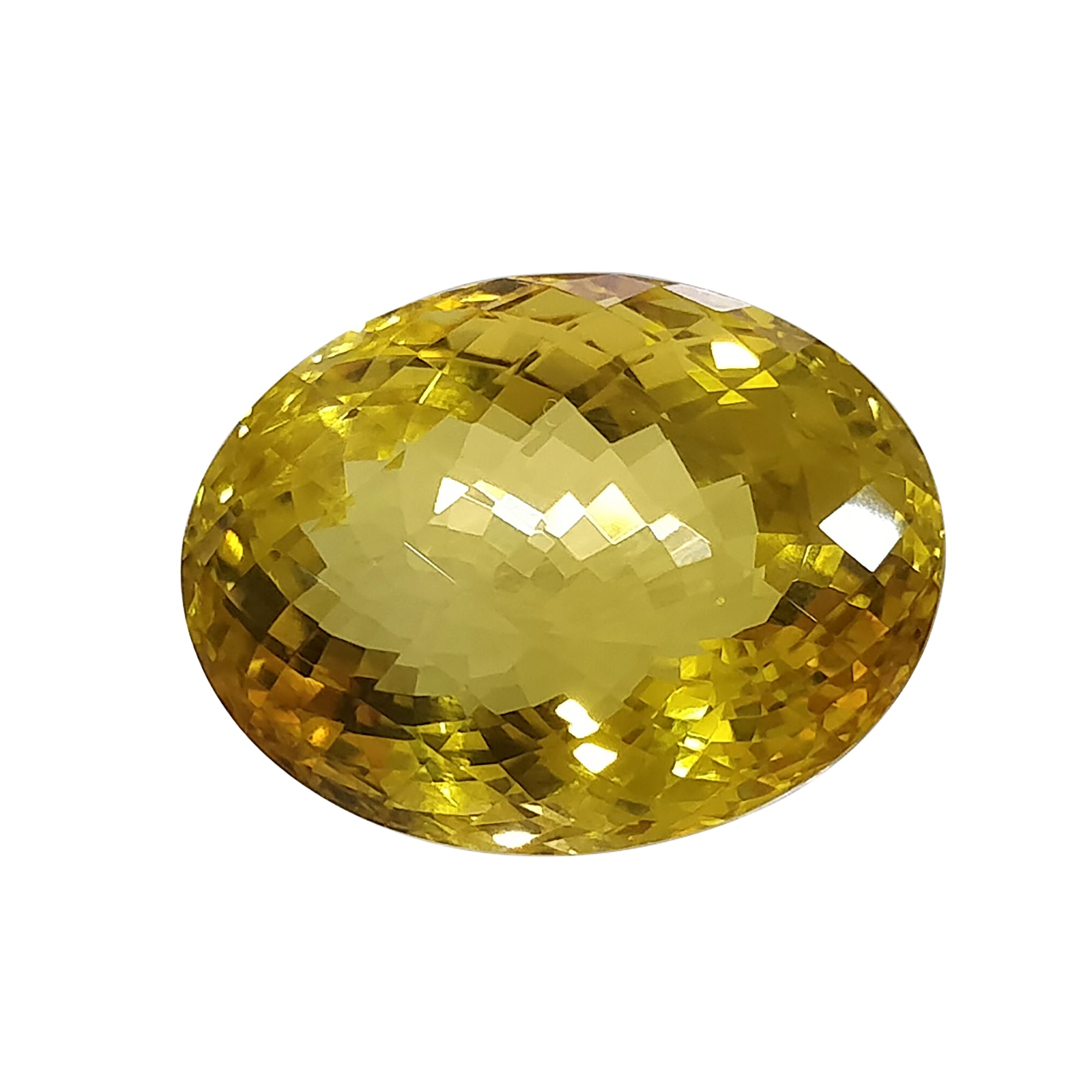 Natural Untreated Yellow Citrine Gemstone - 37.20cts Oval Checker Cut (24x18.5mm) for Jewelry Making, Engagement Rings & Healing Crystal Collections