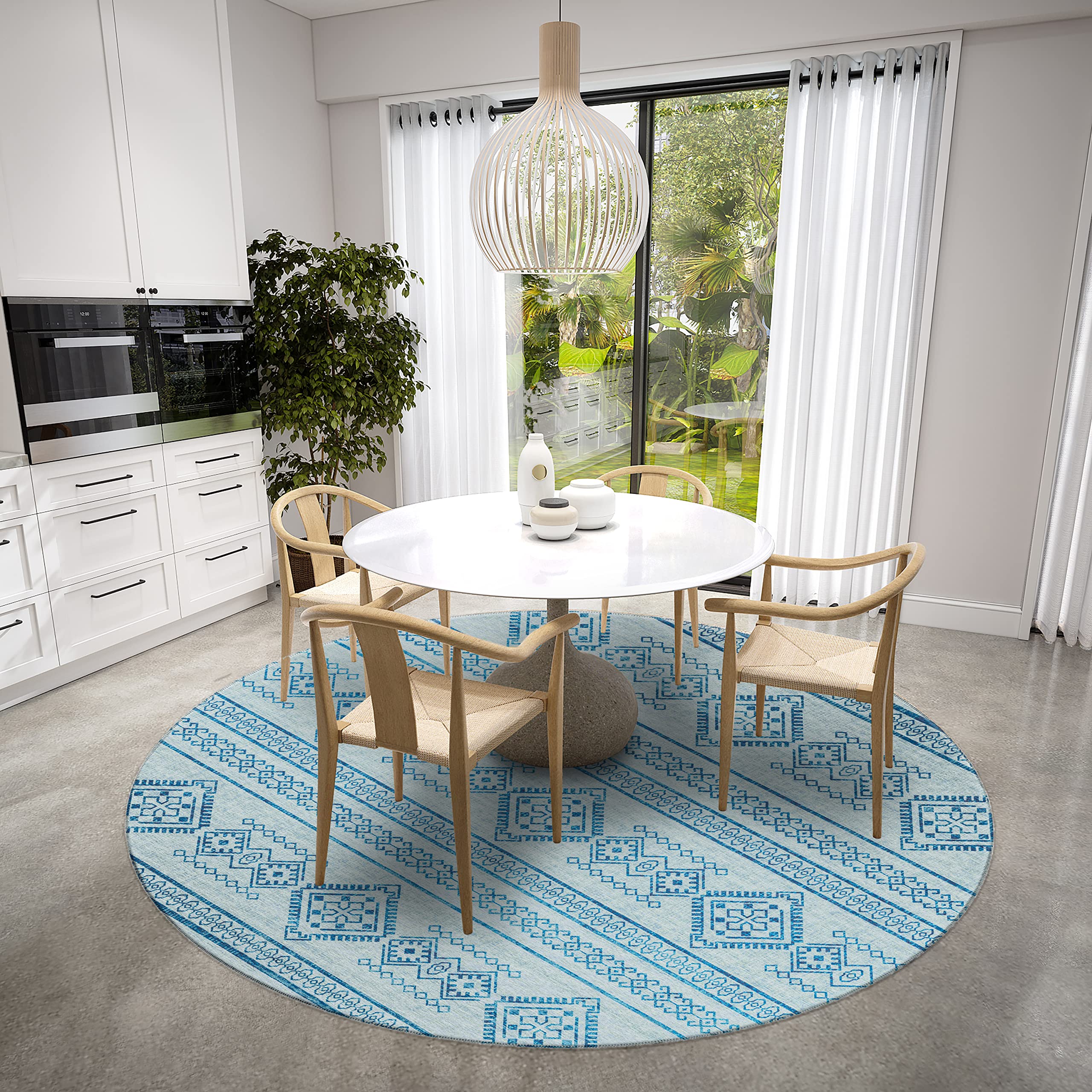 Addison Rugs Yuma AYU44 Blue 8' x 8' Square Area Rug - Soft Plush Living Room Carpet for Bedroom, Dining Room, and Home Decor