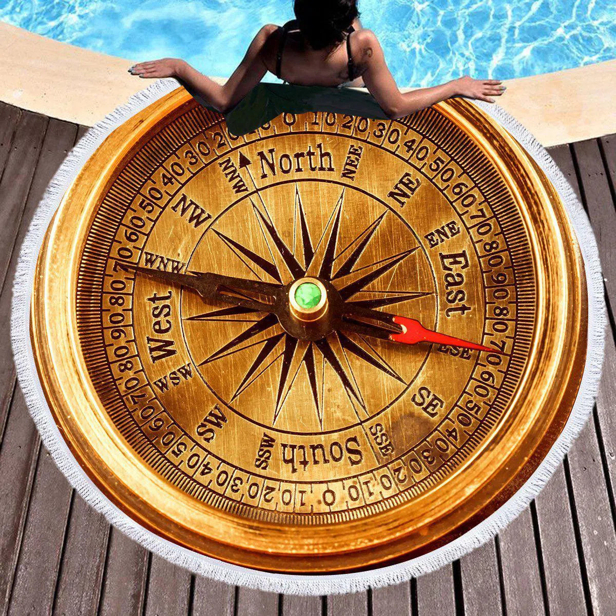 Fair Wind Round Beach Towel - Soft & Quick-Dry Sand-Free Design for Pool, Beach, Picnic & Yoga | Large 60-Inch Sunbathing Blanket