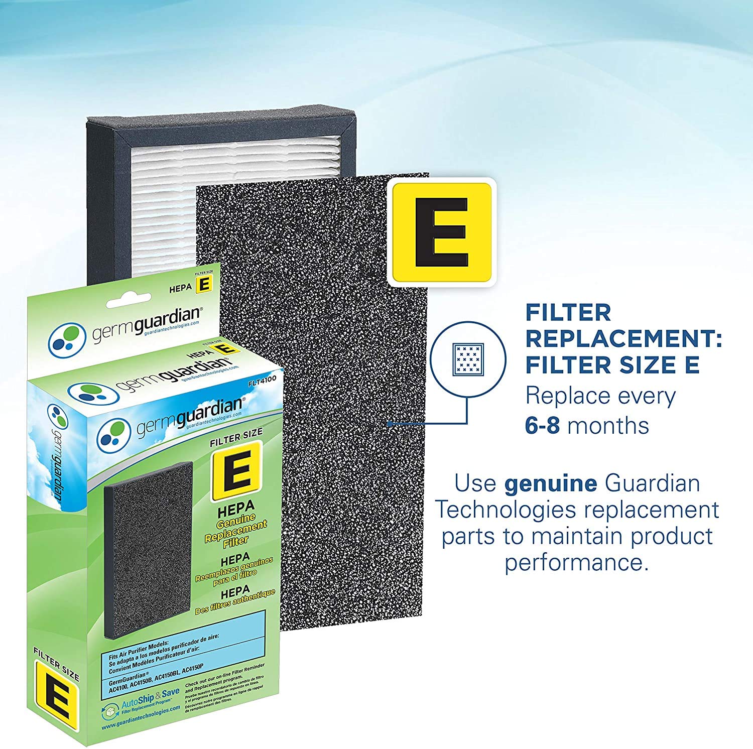 GermGuardian FLT4100 Genuine HEPA Replacement Filter for GermGuardian Air Purifiers - Traps 99.97% of Dust, Pollen, Pet Dander & Allergens - Perfect for Bedrooms, Living Rooms & Offices