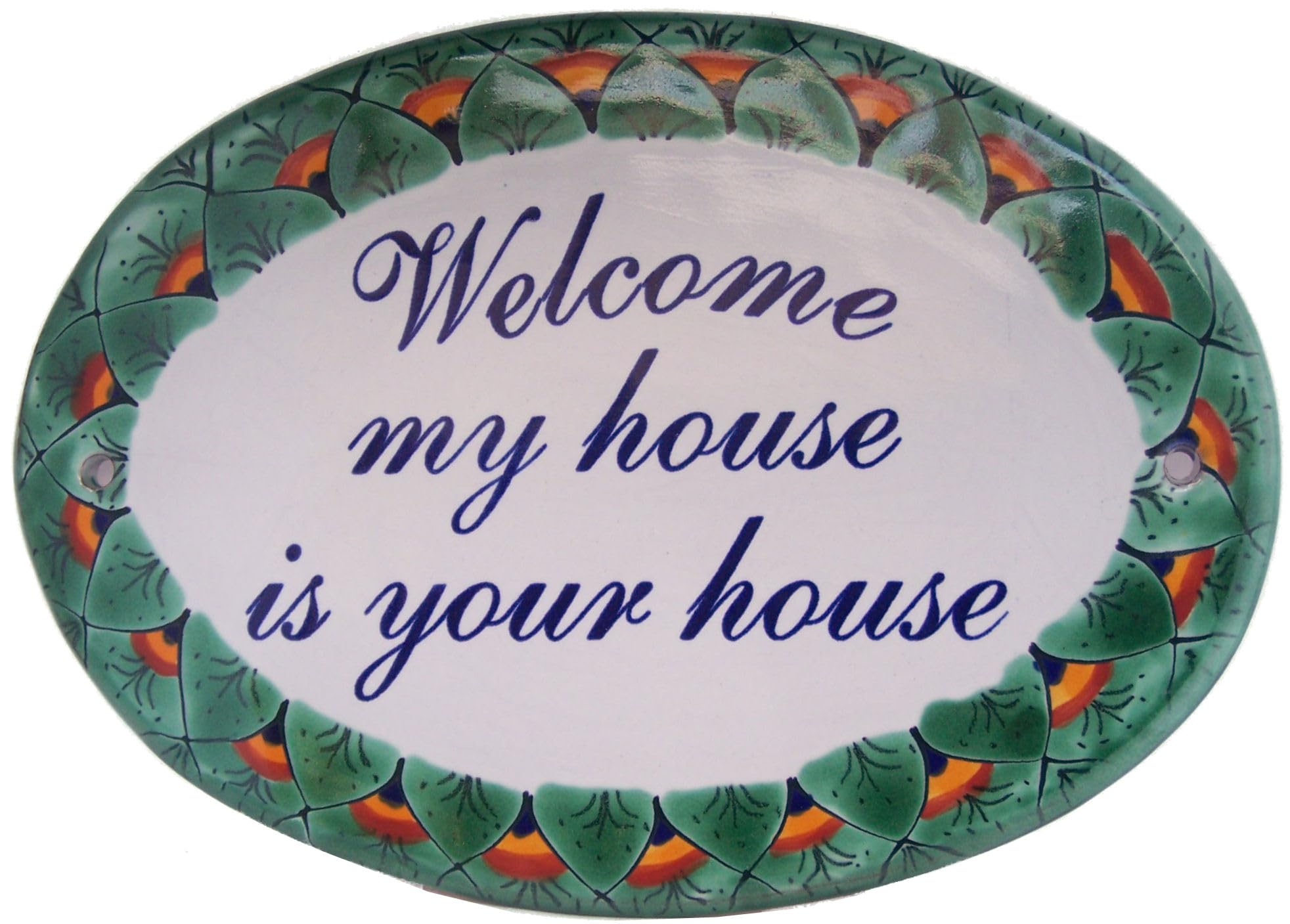 Hand-Painted Peacock Talavera Ceramic House Plaque - 'Mi Casa Es Su Casa' Welcome Sign for Front Door, Porch & Garden Decor - Perfect for Spanish Style Homes, Mexican Decor & Outdoor Wall Art
