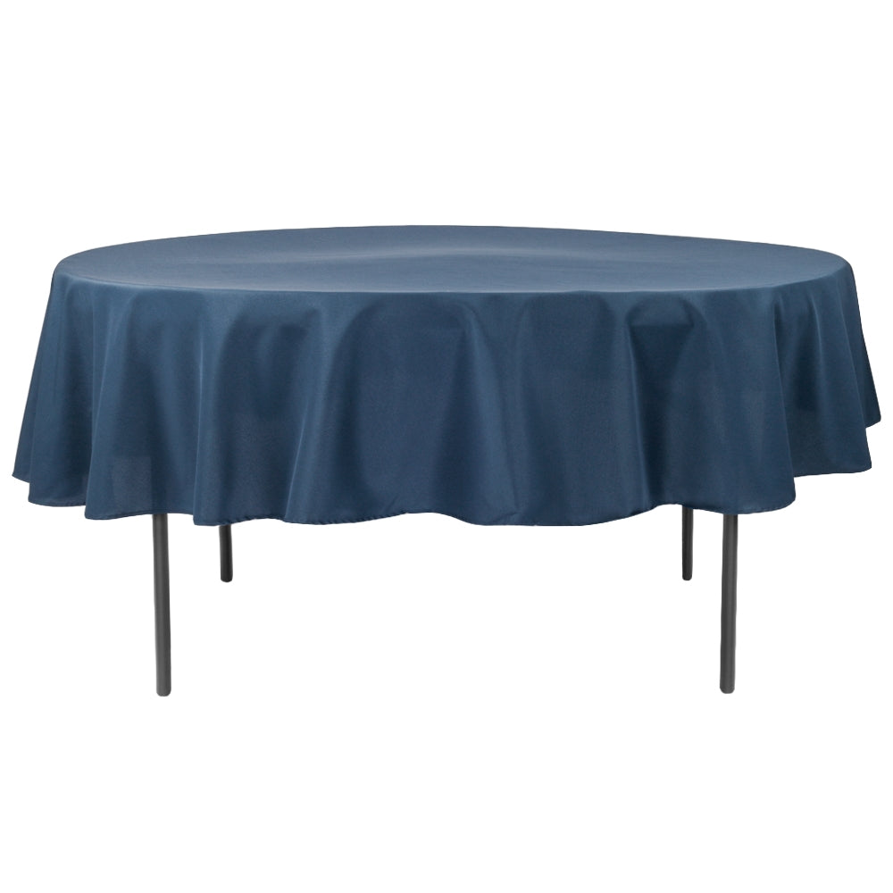 Economy Polyester Tablecloth 90 Round Navy Blue - Waterproof & Wrinkle-Resistant Round Table Cover for Dining, Parties, and Outdoor Events