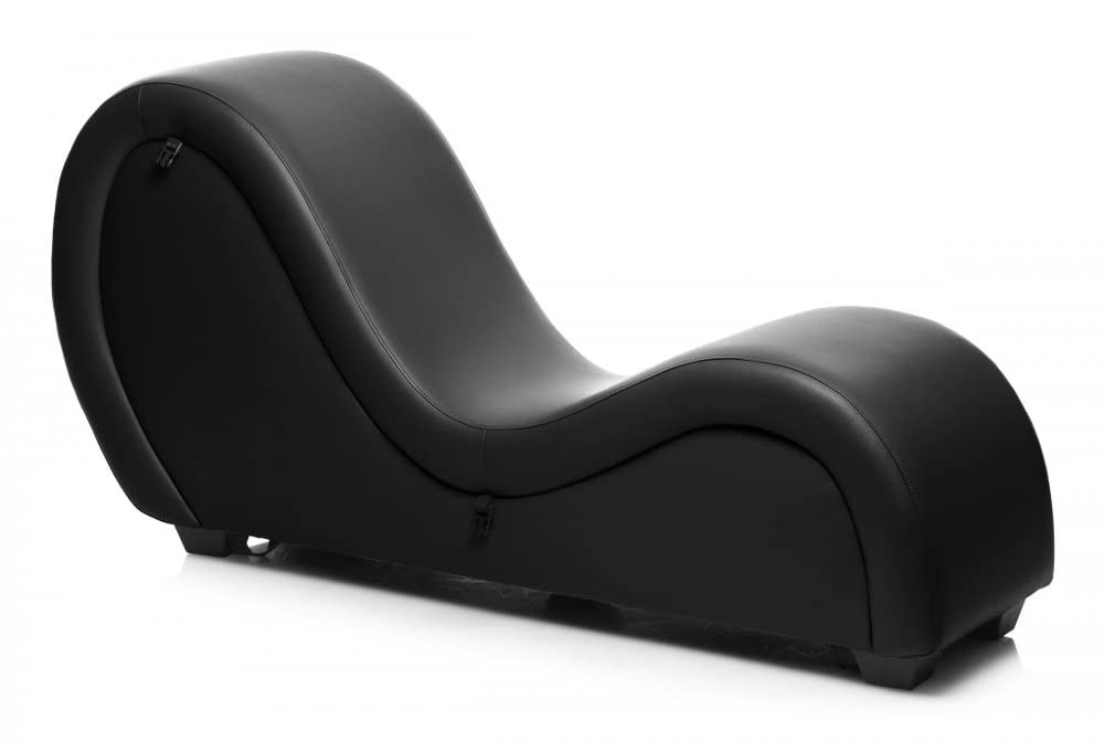Master Series Kinky Couch Sex Chaise Lounge - Black Leather Bondage Furniture for Adult Play, BDSM Dungeon & Sensual Bedroom Decor