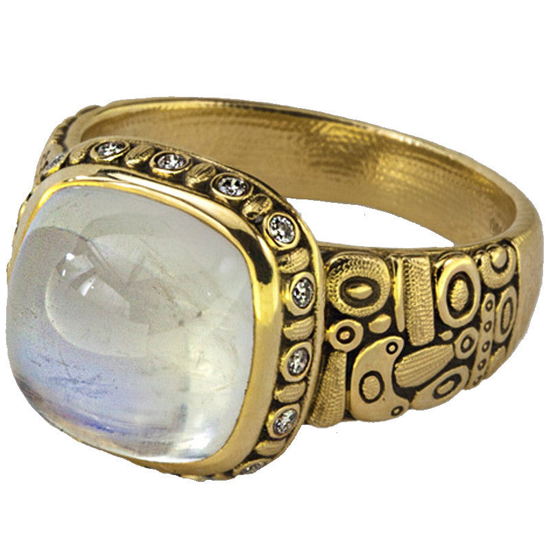 Alex Sepkus Cushion Large Ring - 18K Gold Plated Statement Jewelry for Women, Size R 85A - Perfect for Weddings, Parties & Special Occasions