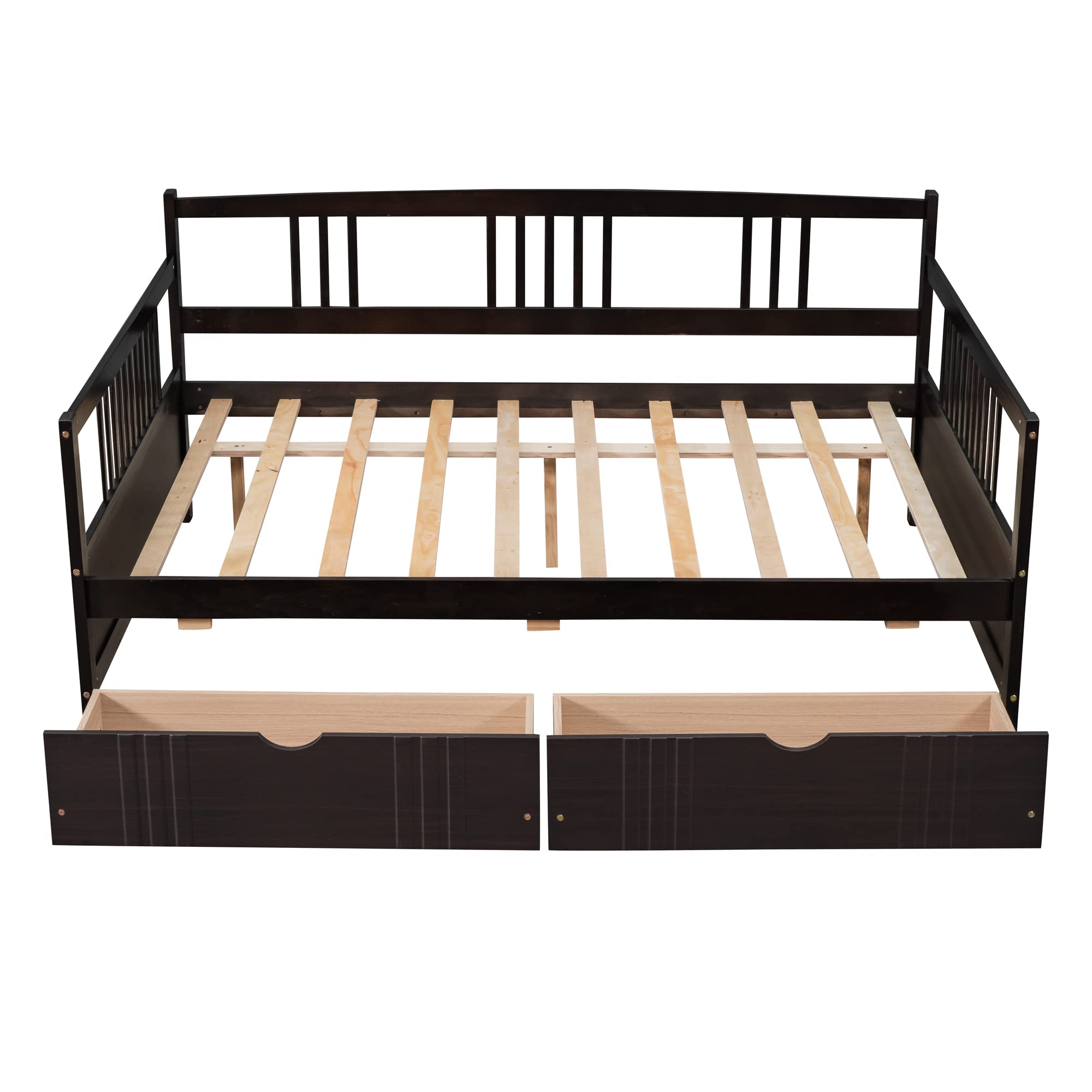 Harper & Bright Designs Full Size Daybed with Storage Drawers - Convertible Sofa Bed Frame, No Box Spring Needed, Brown - Perfect for Guest Rooms, Small Apartments & Multi-Functional Spaces