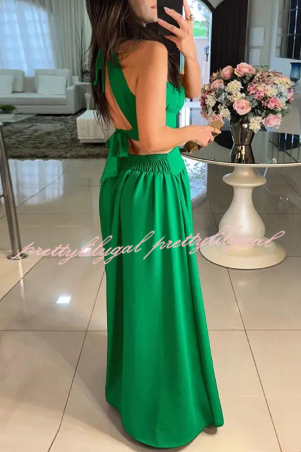 Elegant Solid Color Sexy Cross Tie Backless Maxi Dress for Women - Perfect for Beach Vacations, Summer Parties & Date Nights