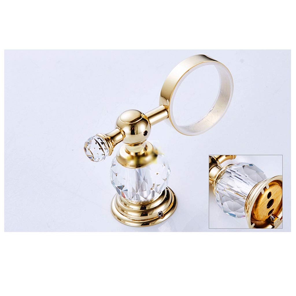 Heavy Duty Wall Mounted Toilet Brush Set with Ceramic Base - Gold for Bathroom Cleaning
