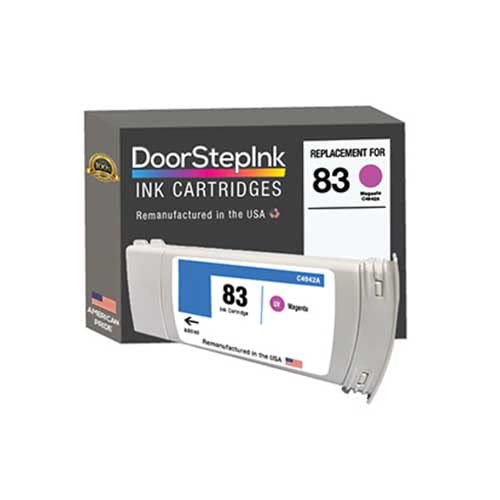 DoorStepInk USA Remanufactured HP 83 Magenta C4942A Ink Cartridge Replacement for HP DesignJet 5000/5500/5500ps Printers - Ideal for Large Format Printing & CAD Drawings