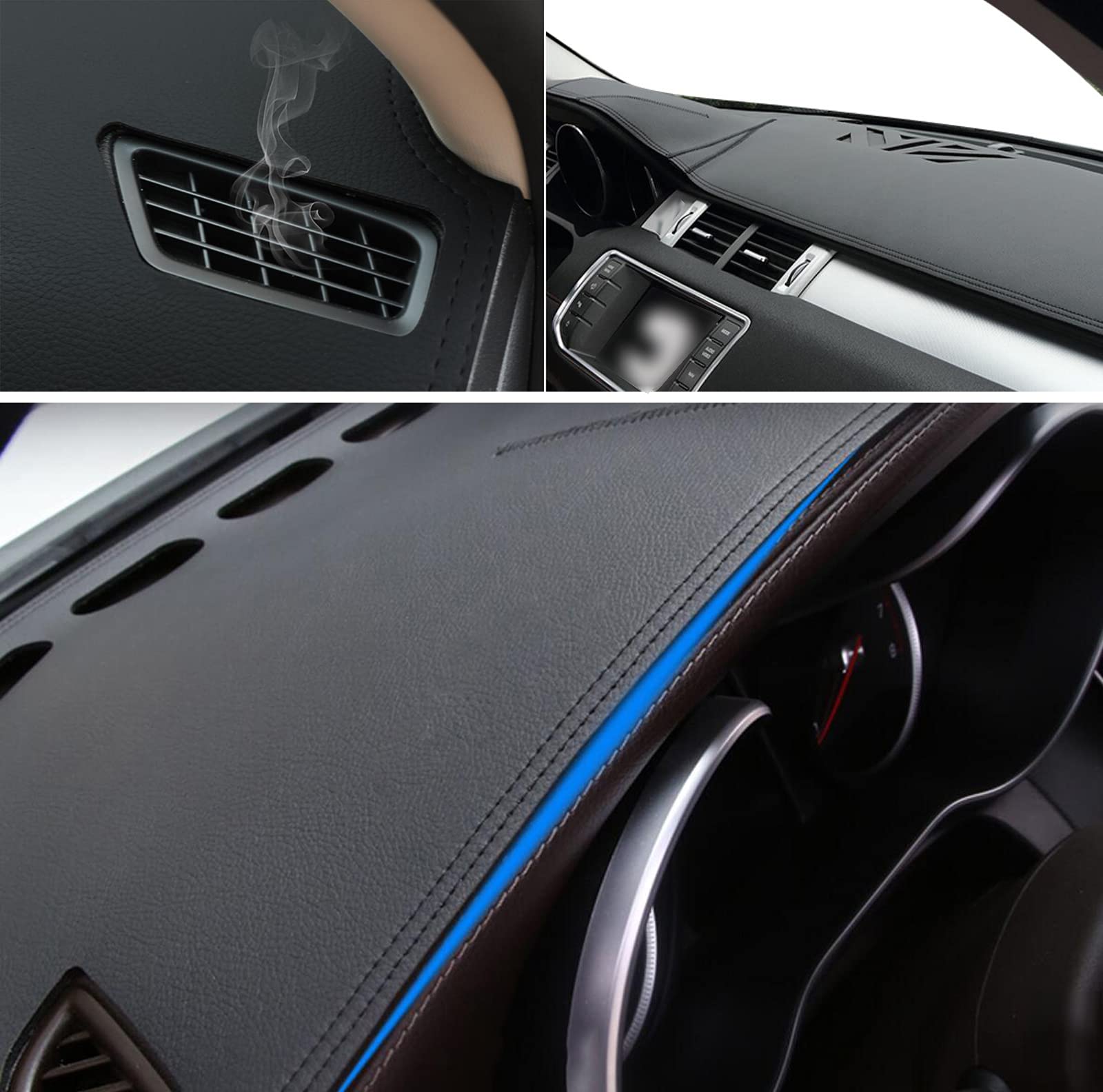 Premium Black Leather Car Dashboard Tray Cover for Toyota Camry 2018-2022 | Non-HUD Compatible | Anti-Slip Dash Pad Protector for Enhanced Driving Comfort