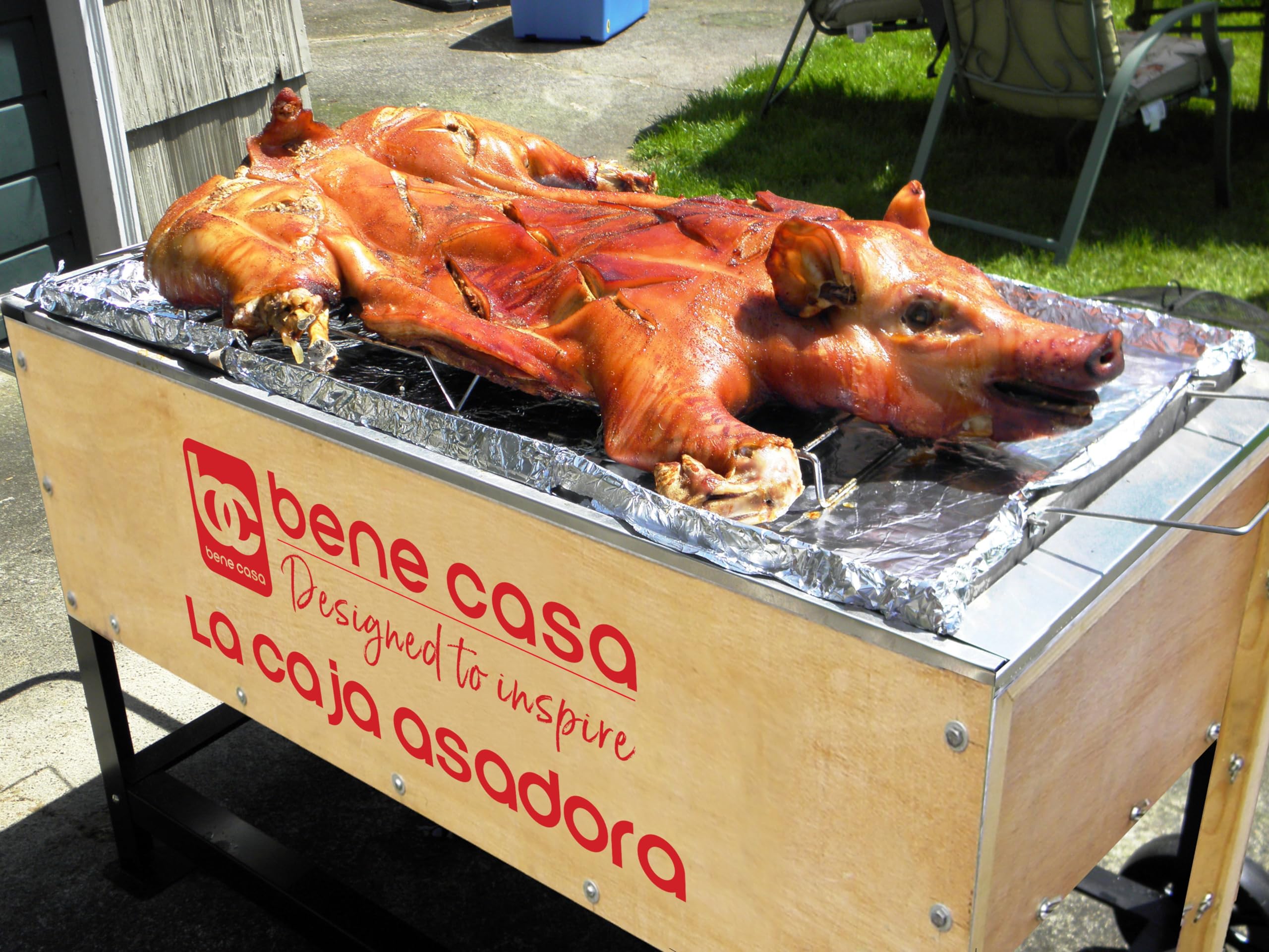Bene Casa 70lb Capacity Portable Outdoor Roasting Box - Perfect for Camping, BBQ, Picnics & Backyard Cooking | Heavy-Duty Roaster for Chicken, Turkey & Meat