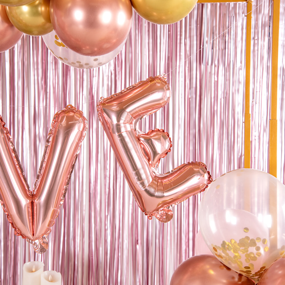 Rose Gold Mylar Letter E Balloon - 16 Inch Large Foil Balloon for Birthday Party Decorations, Baby Showers, Graduation Celebrations & Special Events - 1 Count Box