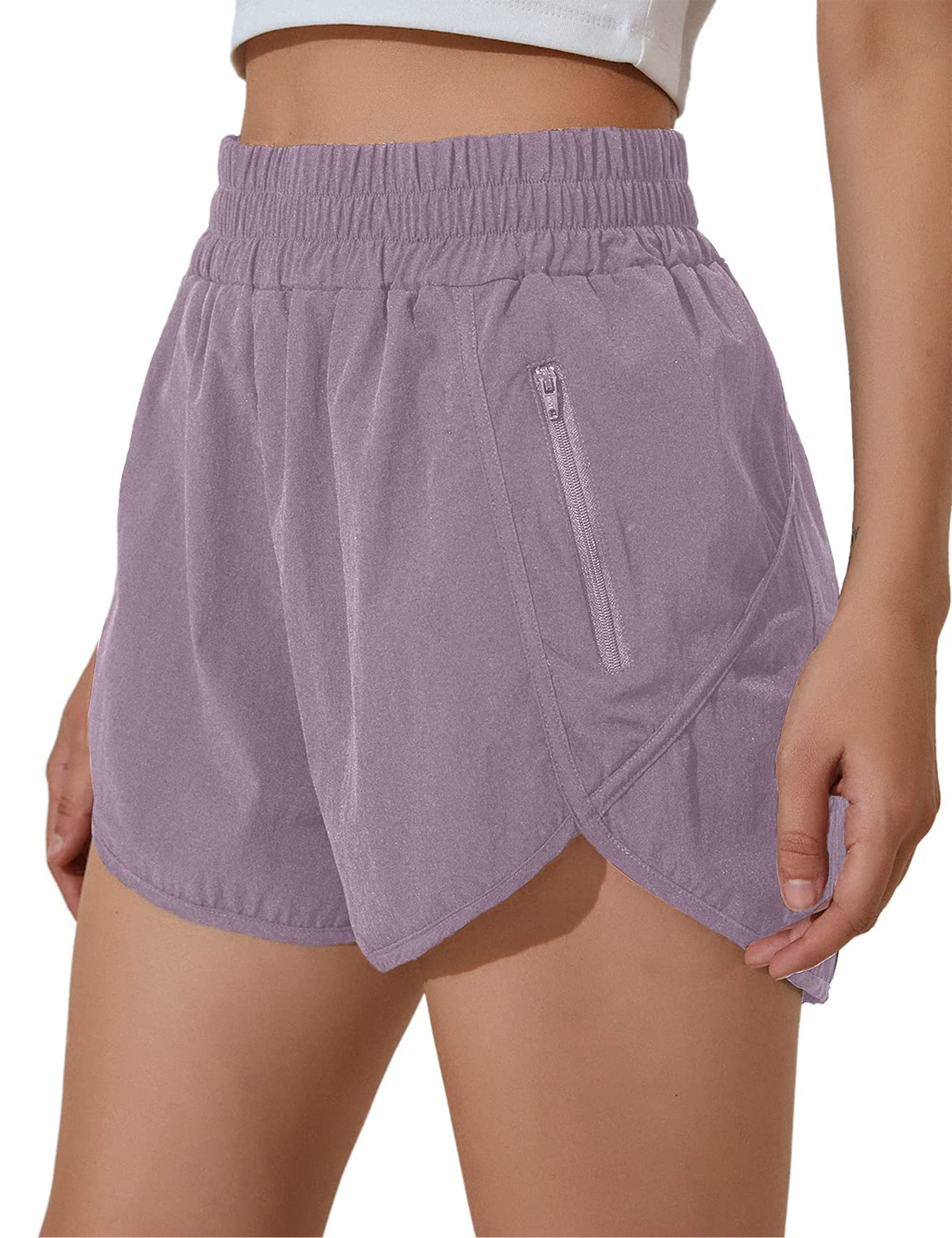 BMJL Women's High Waisted Running Shorts with Pockets - Elastic Workout Shorts for Women, Quick Dry Athletic Shorts - Perfect for Jogging, Gym, Yoga & Outdoor Sports