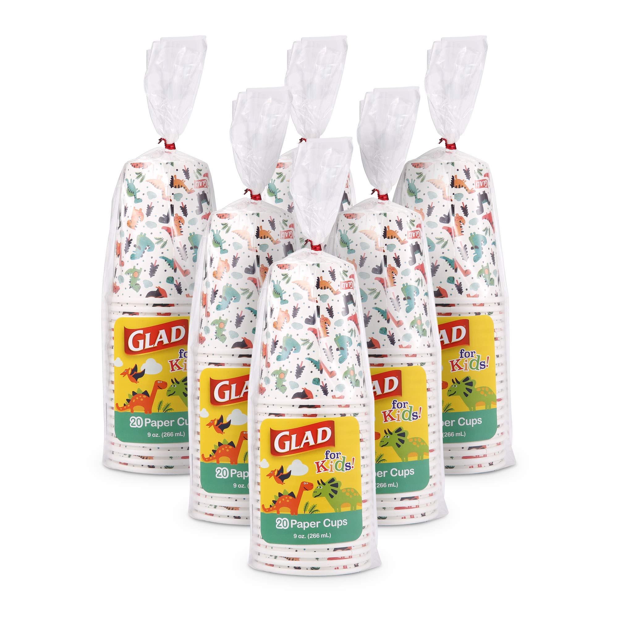 Dinosaur Paper Cups for Kids - 20 Count (6 Pack) | 9 oz Heavy Duty Disposable Cups with Fun Dinosaur Design | Perfect for Birthday Parties, School Events & Everyday Use