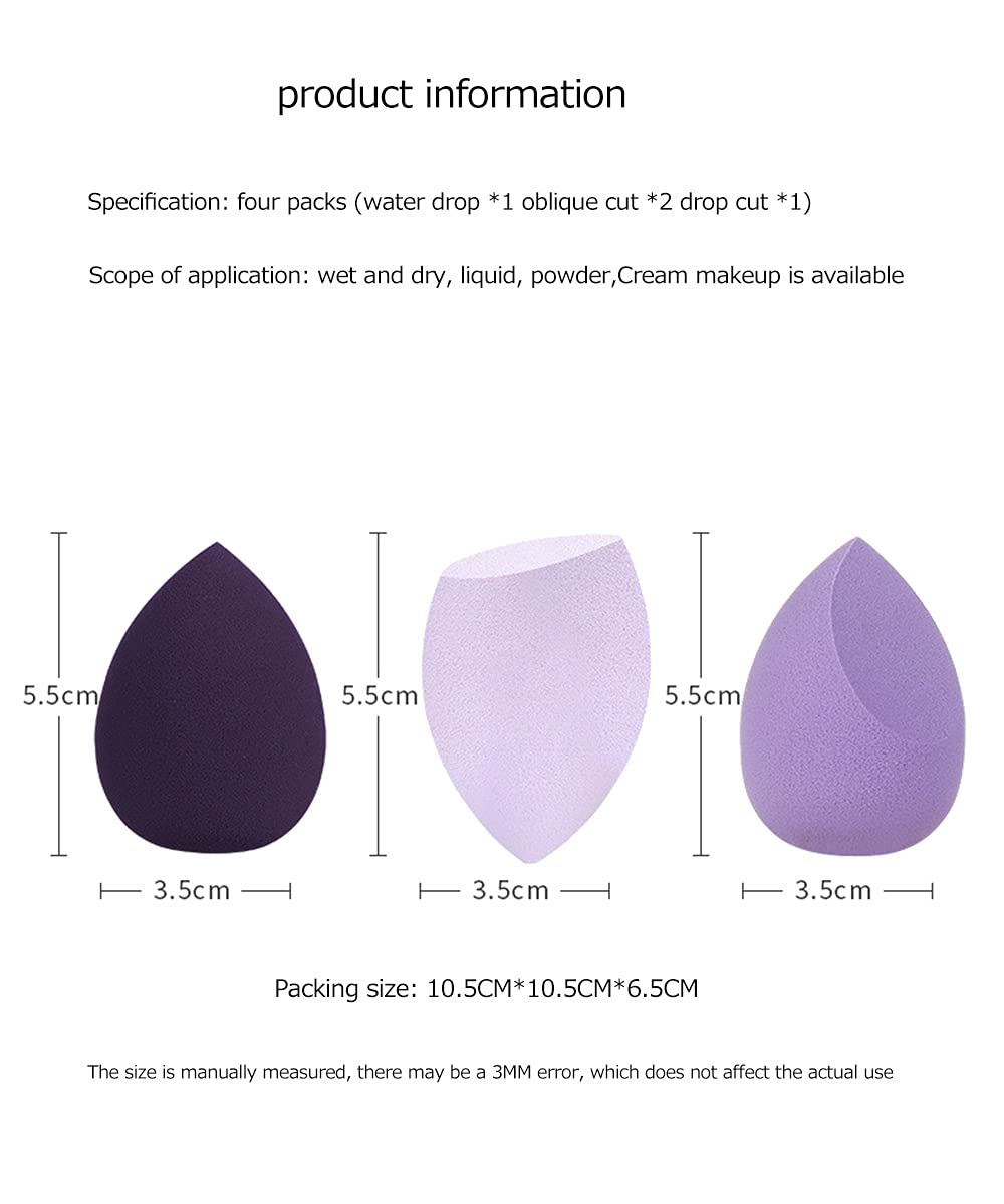 Professional Makeup Sponges Set for Dry & Wet Use - Foundation Blending Sponge for Concealer, Blush & Powder - Multi-color Beauty Blender Sponges (4pcs) - Perfect for Everyday Makeup, Contouring & Airbrush Finish