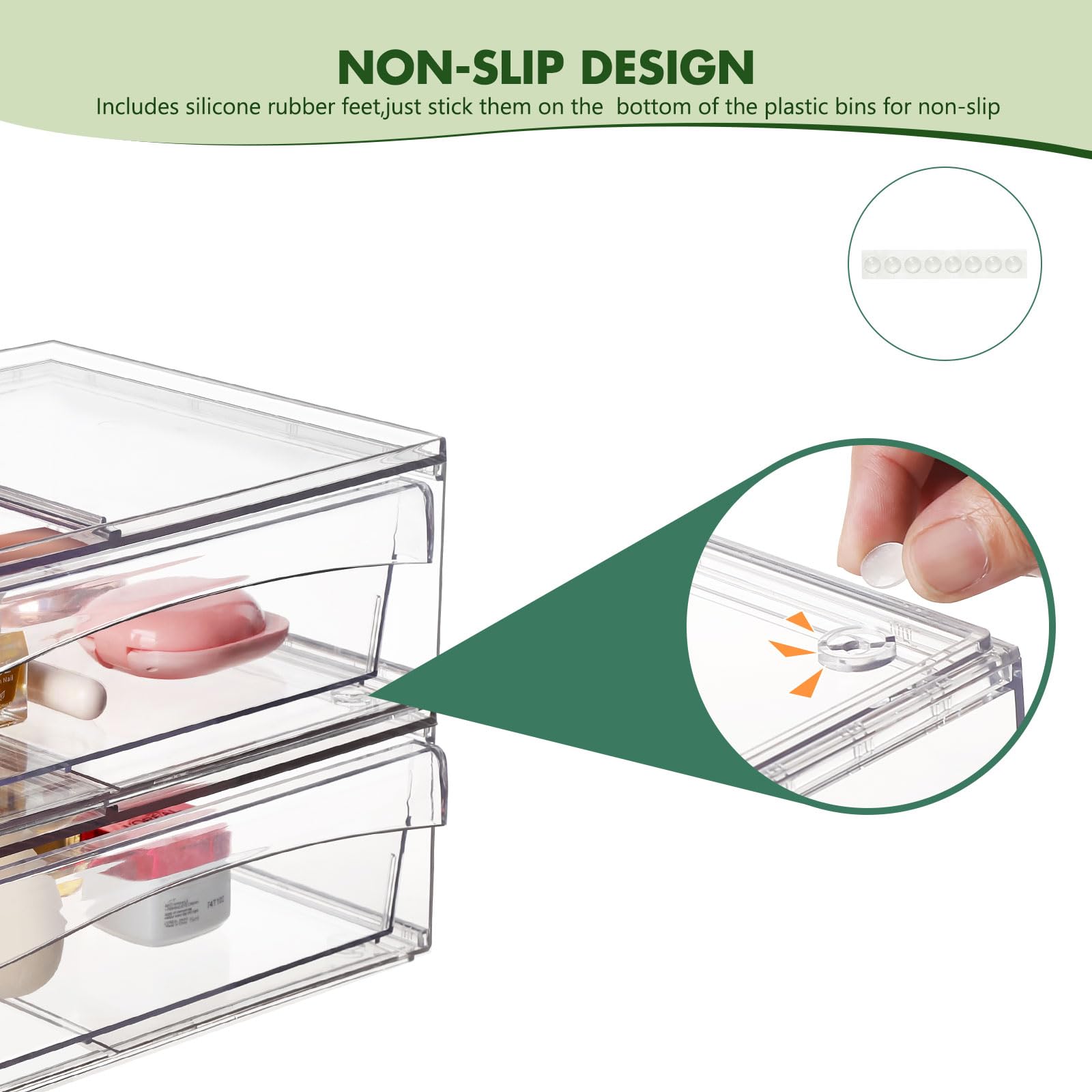 Clear Acrylic Makeup Organizer with 2 Drawers - Stackable Cosmetic Storage Box for Vanity, Bathroom & Desk - 3-Piece Set for Makeup Brushes, Skincare & Jewelry Organization