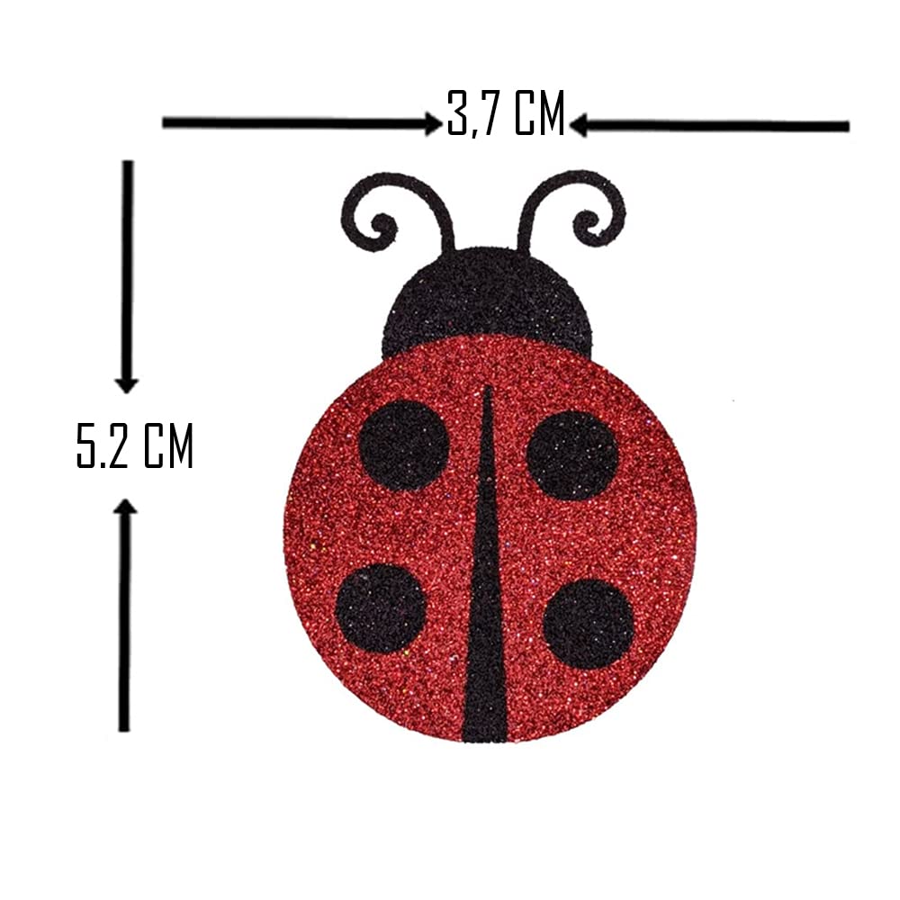 Comet Busters Black & Red Glitter Ladybug Temporary Tattoos - Cute Body Stickers for Women & Kids (BJ192) | Perfect for Parties, Halloween & Festivals