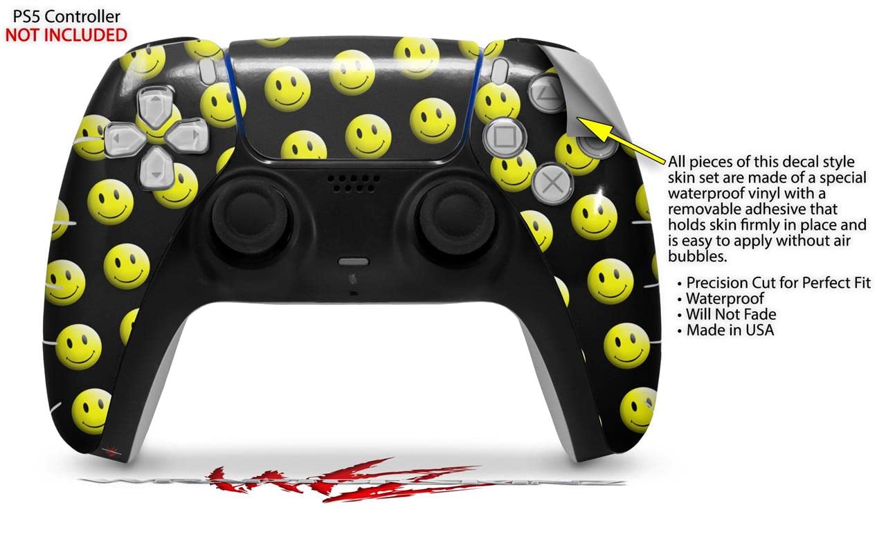 PS5 DualSense Controller Skin Wrap - Smileys on Black for Gaming Protection