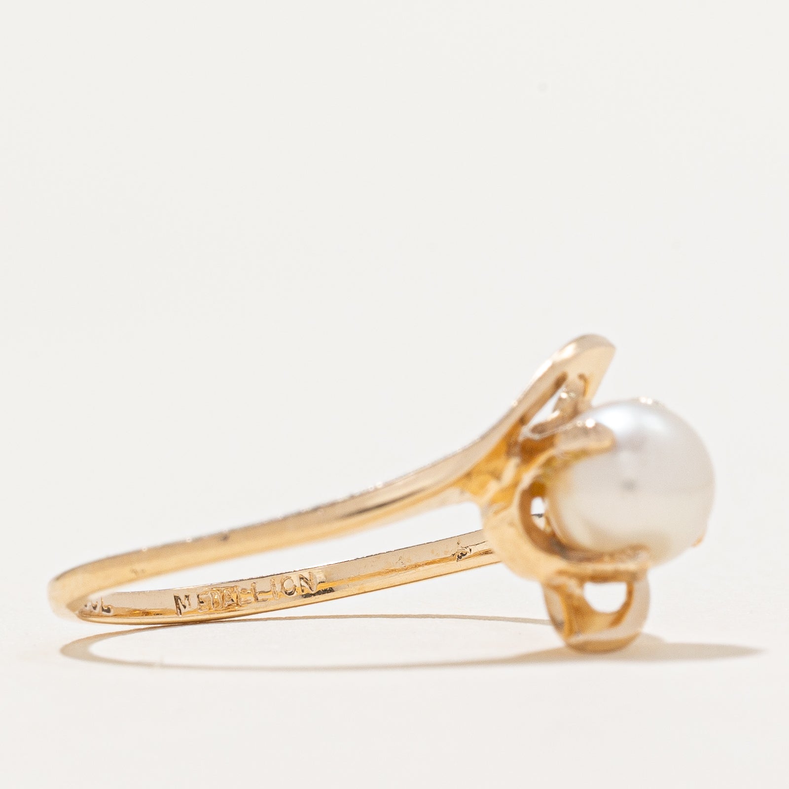 5.70mm Pearl Bypass Ring - Size 6 | Elegant Stackable Jewelry for Women | Perfect for Weddings, Anniversaries & Everyday Wear