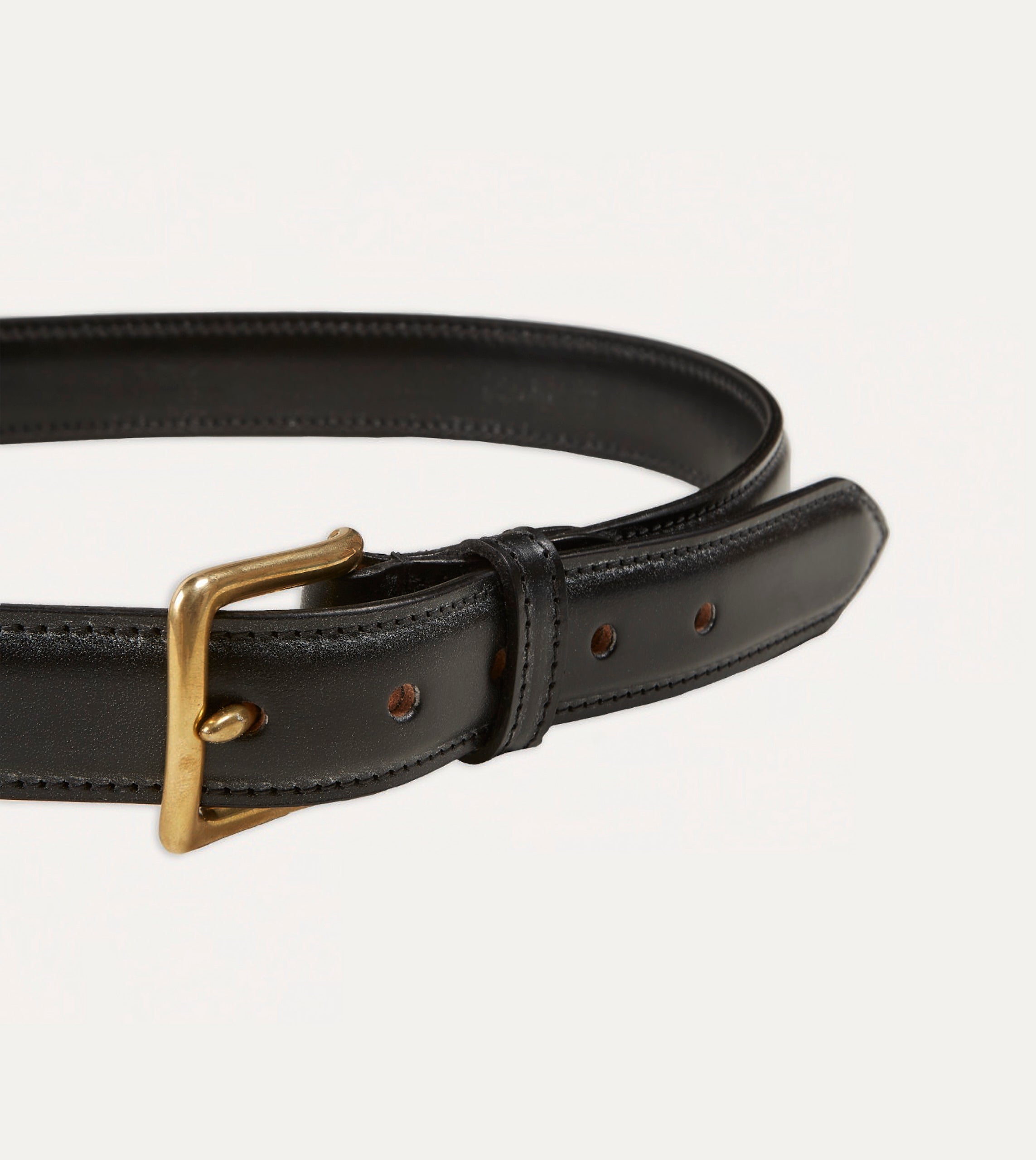 Premium Black Bridle Leather Belt - Genuine Leather, Brass Buckle - Perfect for Formal Wear, Business Attire & Everyday Use