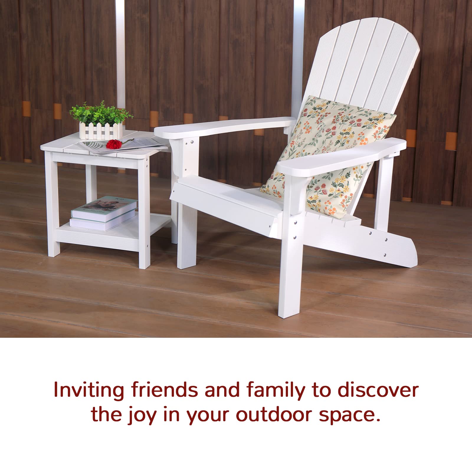 Stoog 4-Piece All-Weather Adirondack Chair Set - Heavy Duty 400 lbs Capacity Outdoor Patio Furniture - Durable Plastic Adirondack Chairs for Backyard, Garden, Deck, Poolside, Beach & Fire Pit - Perfect for Relaxing, Entertaining & Outdoor Gatherings - White