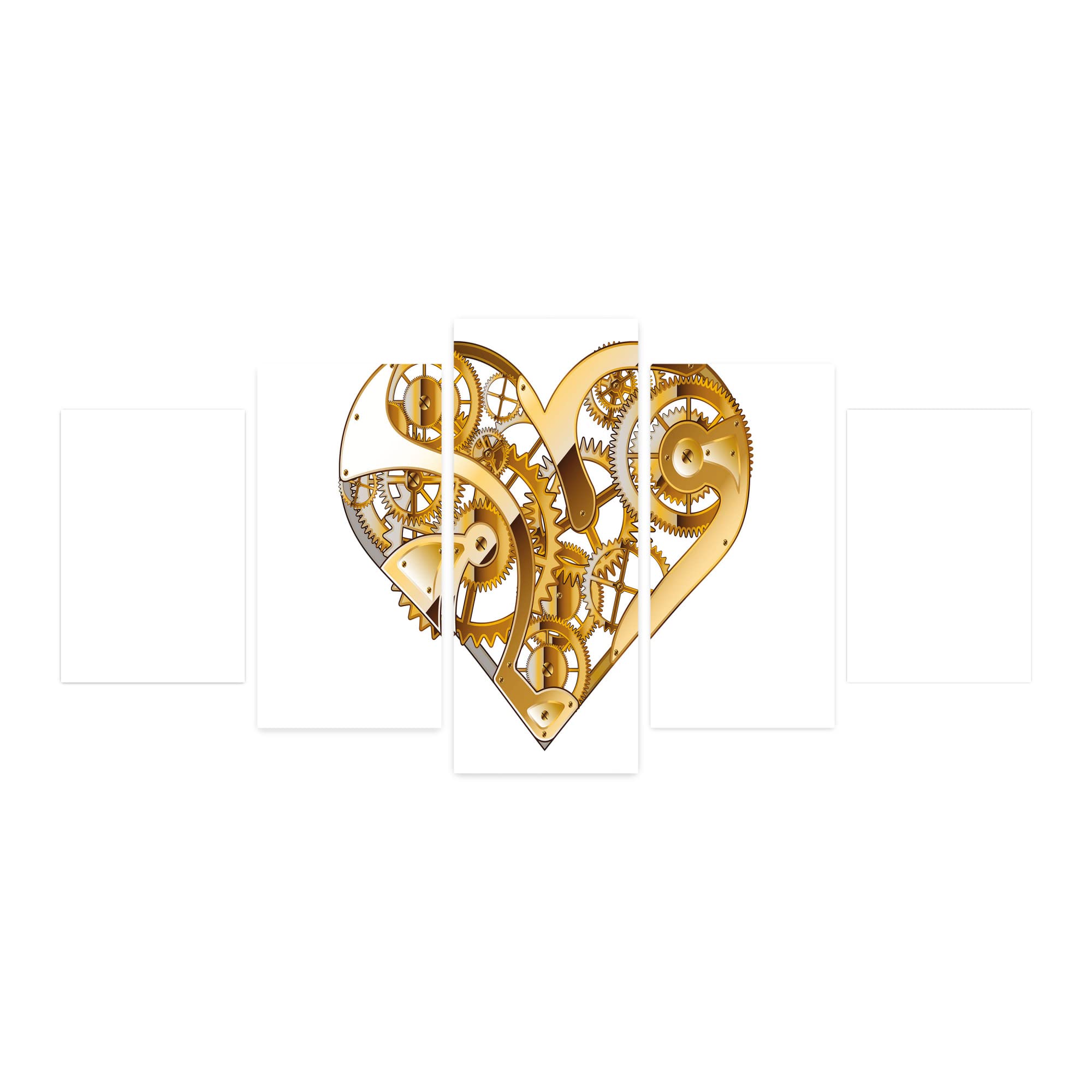 Ambesonne Industrial 5-Panel Acrylic Glass Wall Art - Mechanic Heart Physical Bodies Complex Structure of Love Techno Romance - Modern Home Decor for Living Room, Bedroom & Dorm - 60