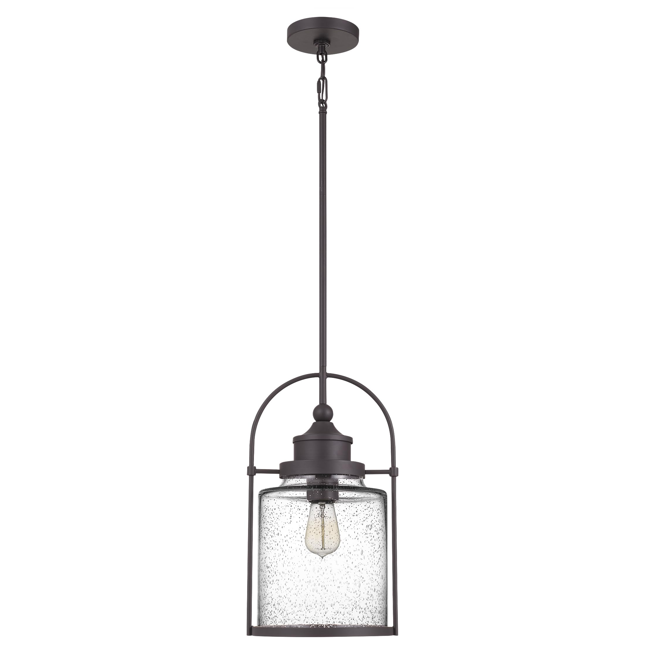 Quoizel Payson Mini Pendant Light - 10 Inch Western Bronze with Clear Seeded Glass - 1-Light Ceiling Fixture (Max 59