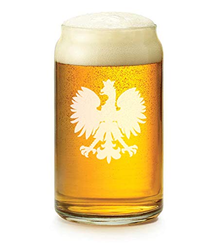 16 oz Beer Can Glass with Polish Eagle Design - Perfect for Lager, IPA, and Craft Beer Enthusiasts | Great for Parties, BBQs, and Home Bars
