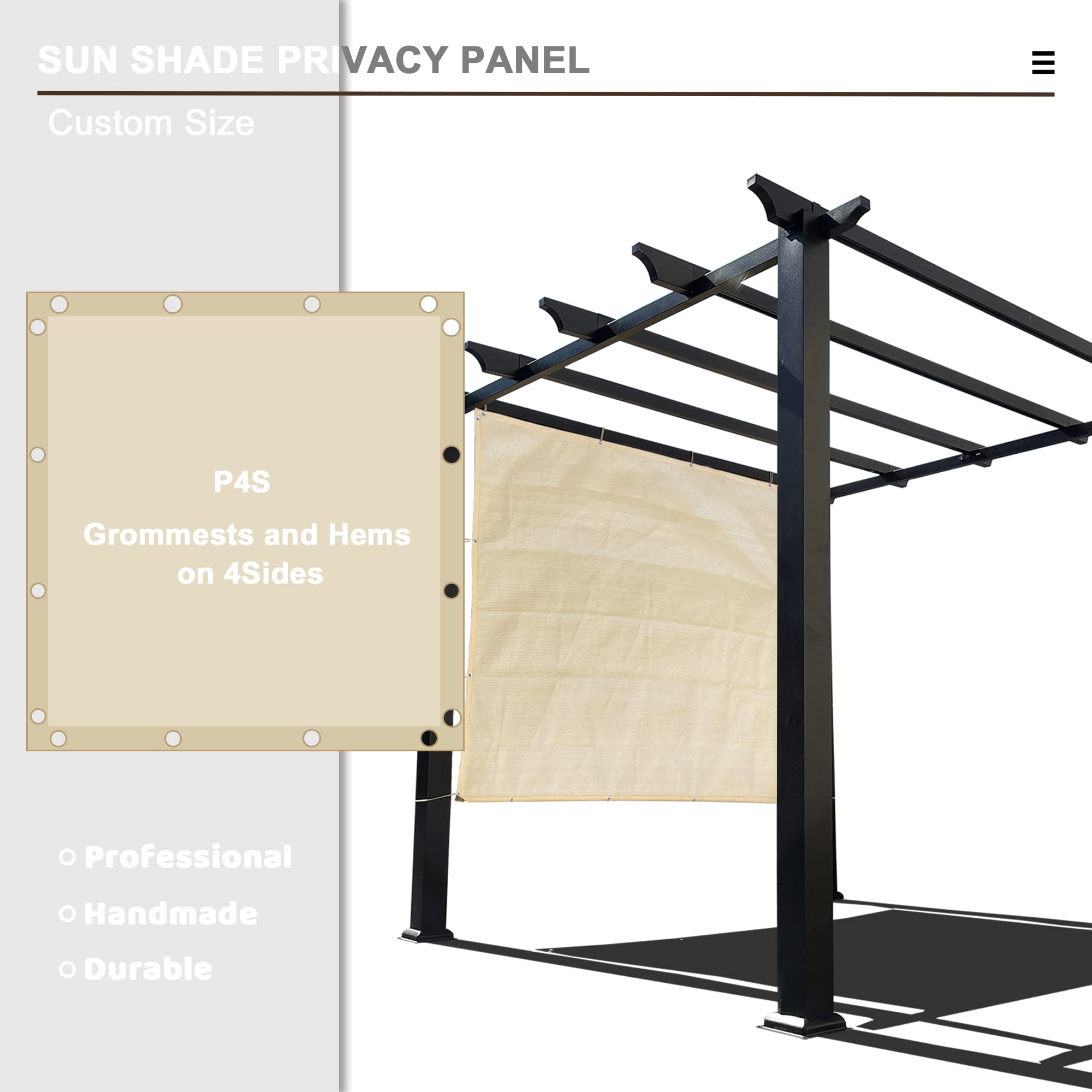 Alion Home© Sun Shade Privacy Panel with Grommets - UV Protection Outdoor Curtain for Patio, Pergola, Gazebo & Windows - Custom Sizes in Beige | Perfect for Backyard, Deck & Poolside Privacy
