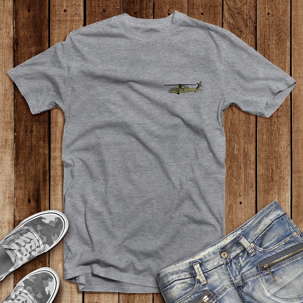 Funny Graphic T-Shirts for Men - Blackhawk Military Helicopter Cotton Tee | Casual Wear & Gift Idea for Veterans
