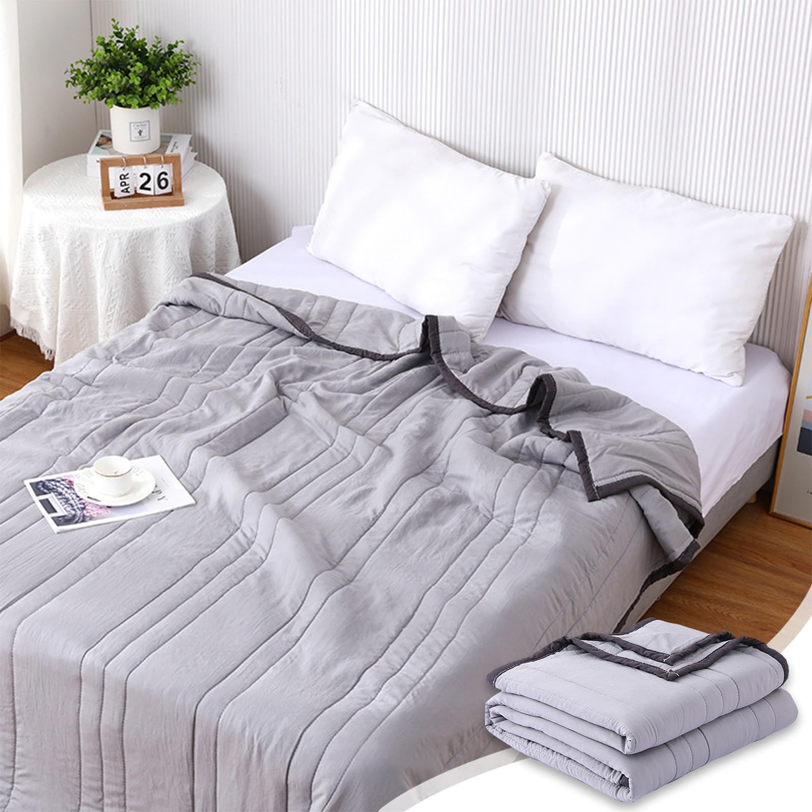 Cooling Summer Quilt for Hot Sleepers - Double-Sided Ice Blanket with Cold Effect Technology, Lightweight All-Season Comforter for Night Sweats Relief (Gray, Queen Size) | Perfect for Hot Summer Nights, Air Conditioning Rooms & Temperature Regulation